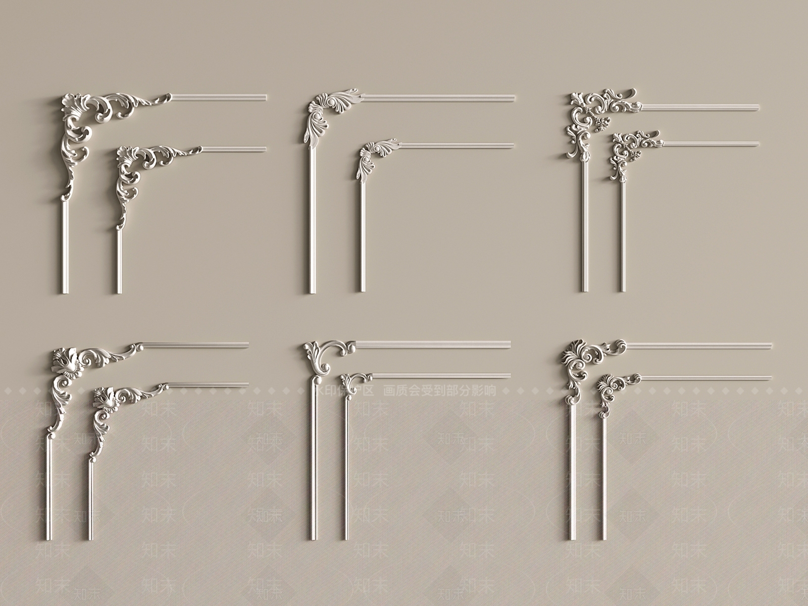 法式简欧线条3D模型下载【ID:1201912687】