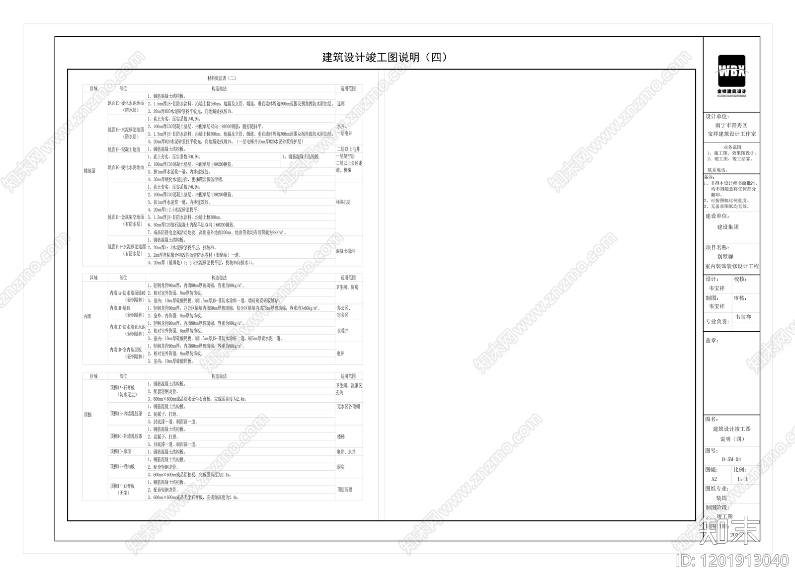 现代轻奢设计说明cad施工图下载【ID:1201913040】