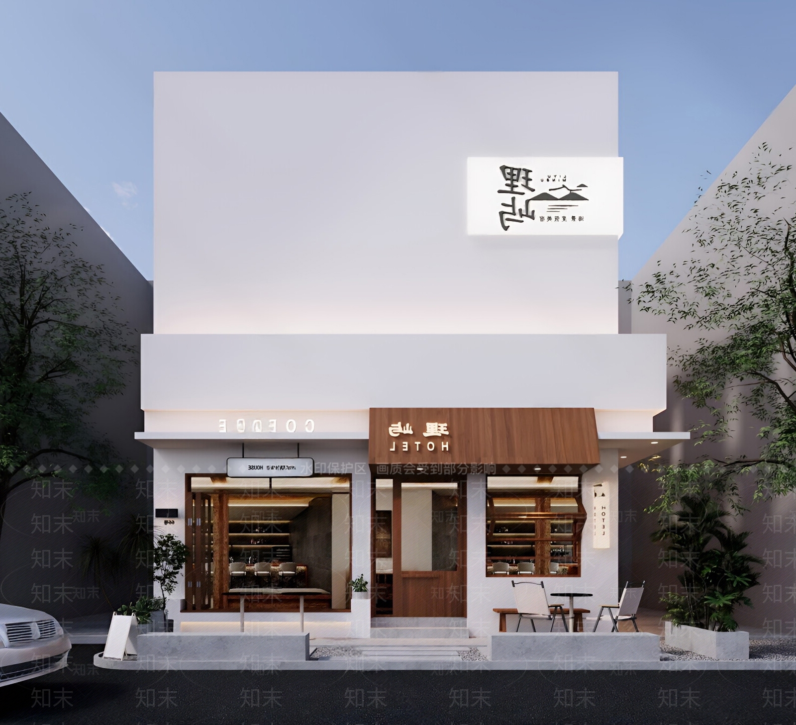 现代民宿建筑SU模型下载【ID:1201914399】