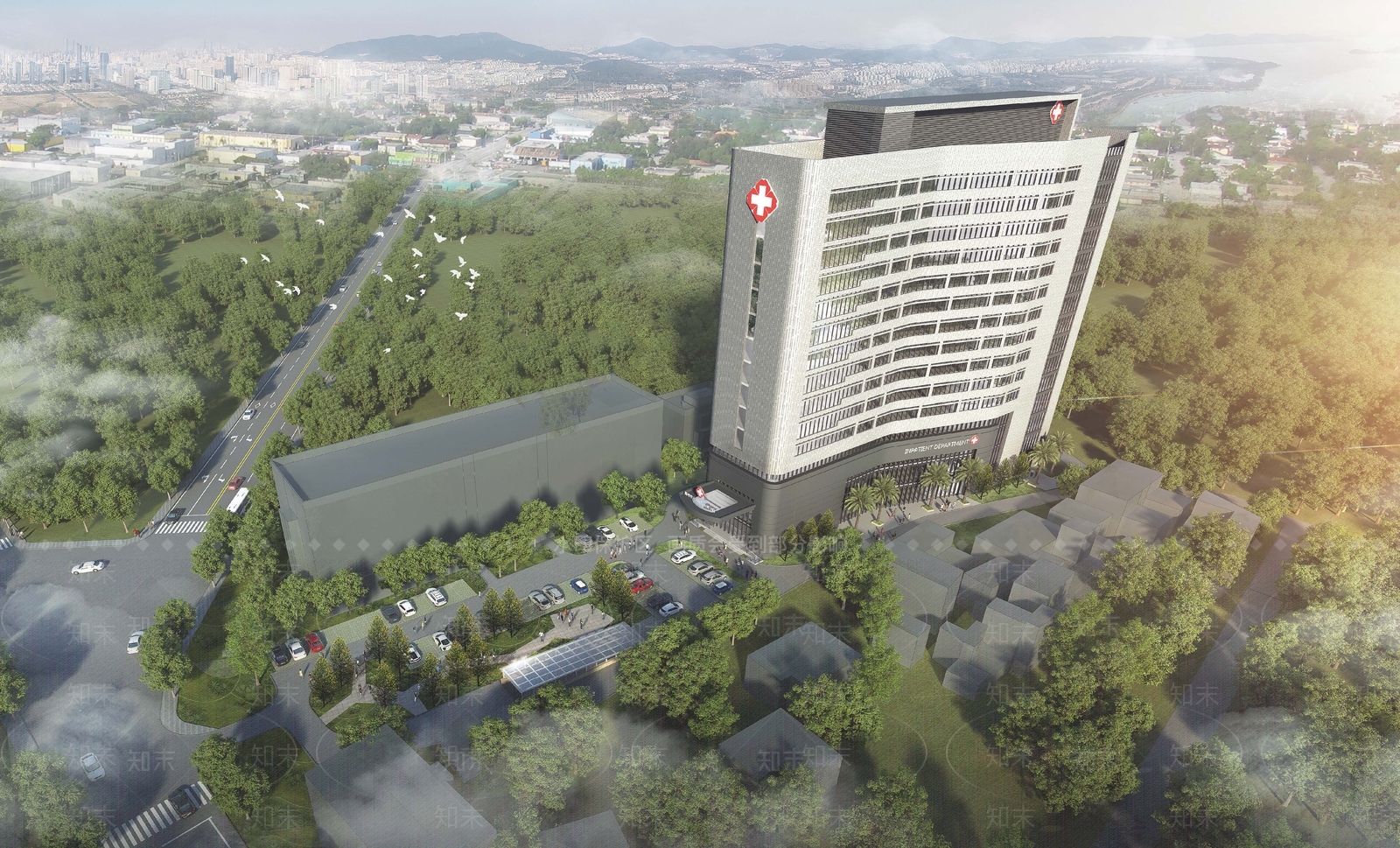 现代医院建筑SU模型下载【ID:1201915315】