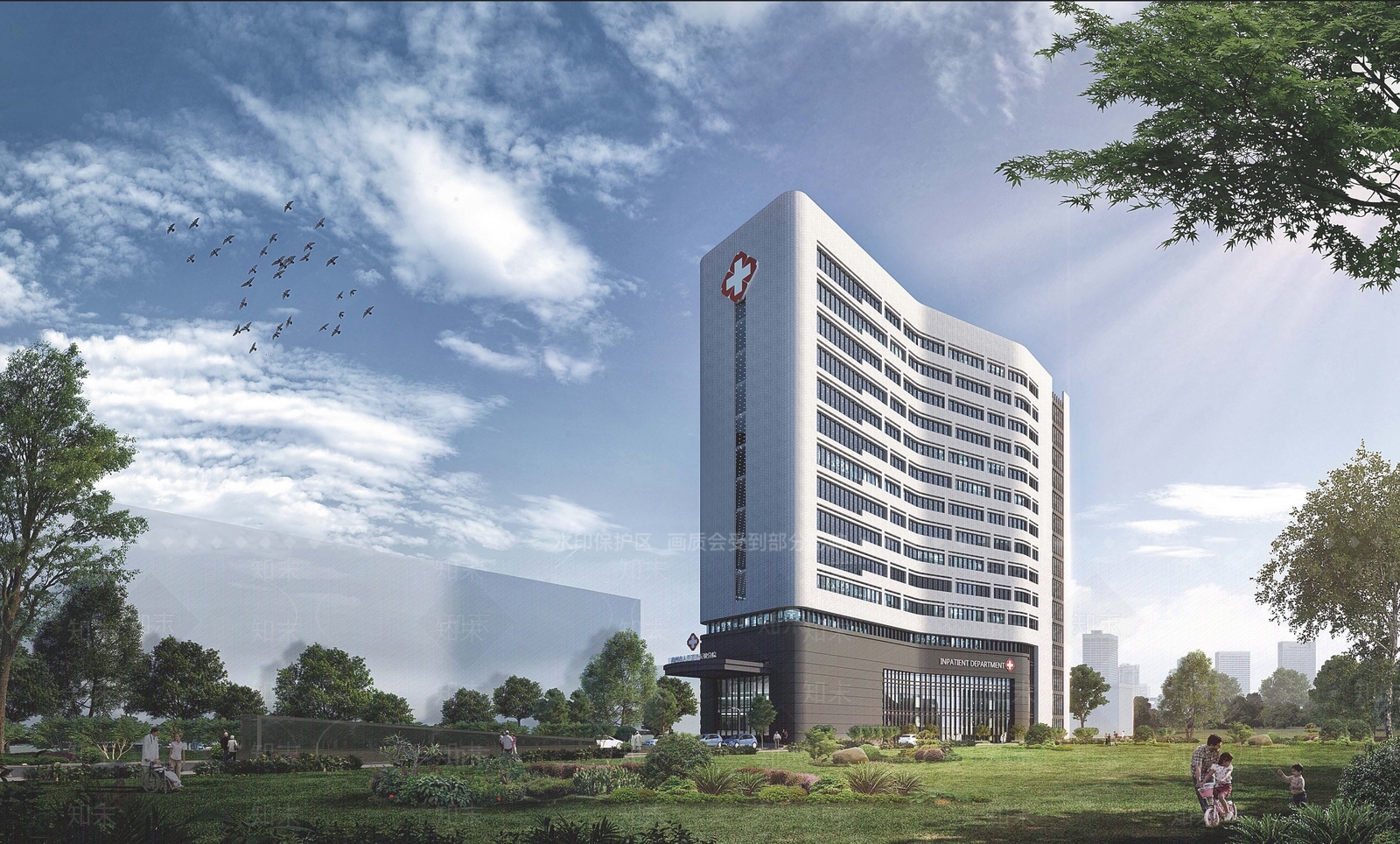 现代医院建筑SU模型下载【ID:1201915315】