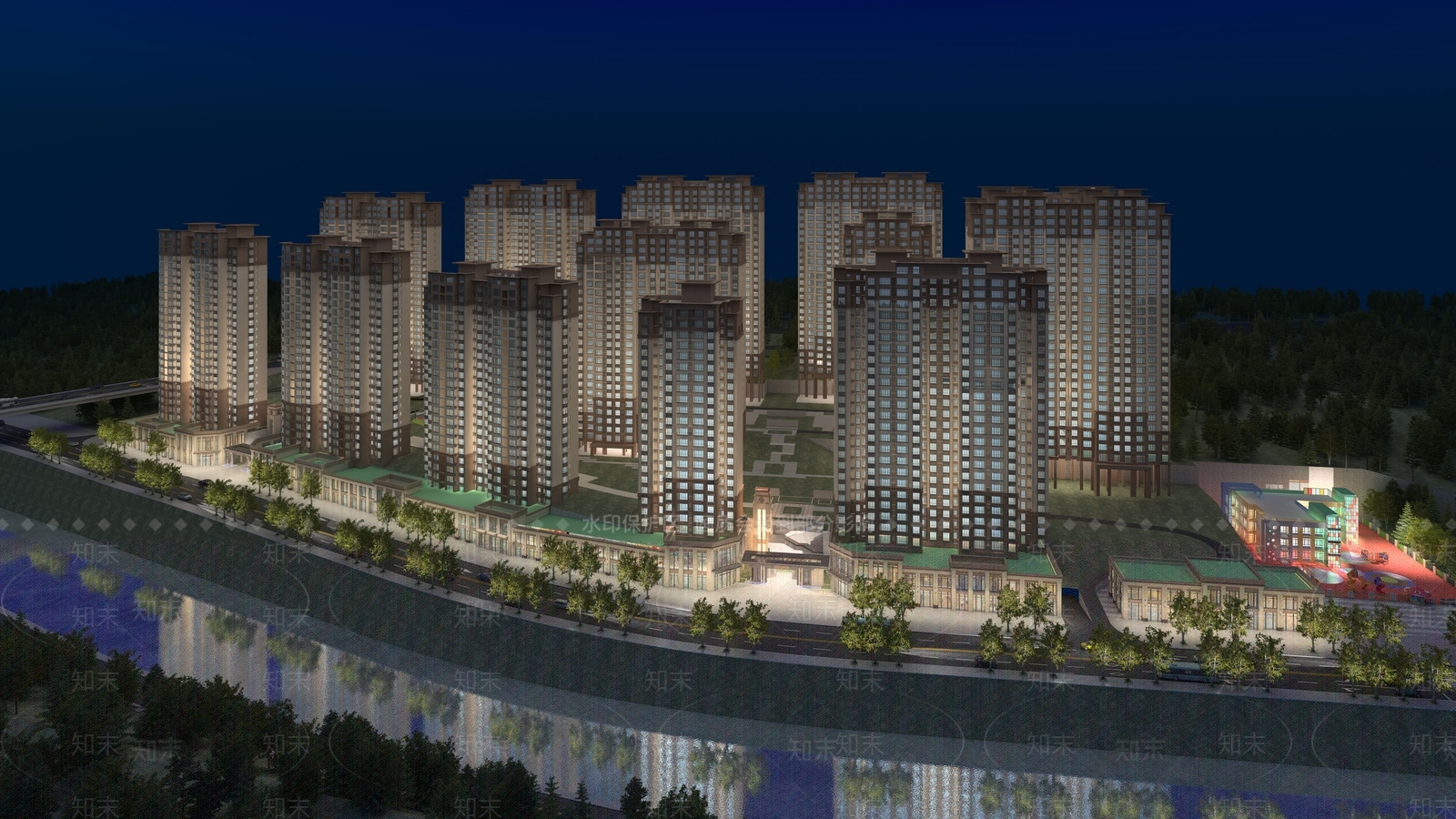 新中式鸟瞰规划3D模型下载【ID:1201917684】