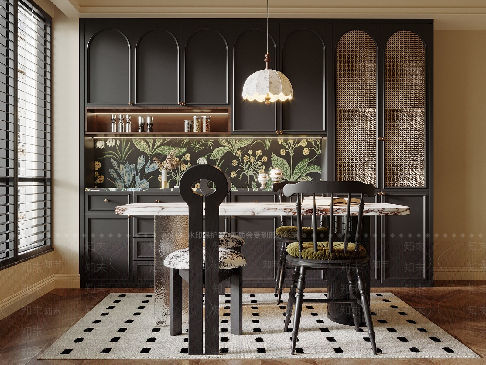 法式家居餐厅3D模型下载【ID:1201917552】