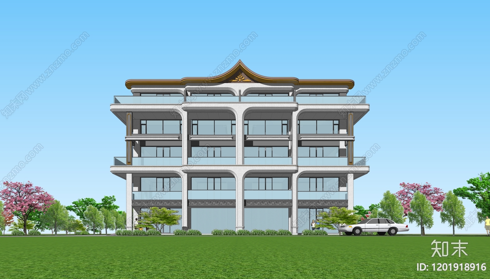 现代轻奢多层住宅SU模型下载【ID:1201918916】