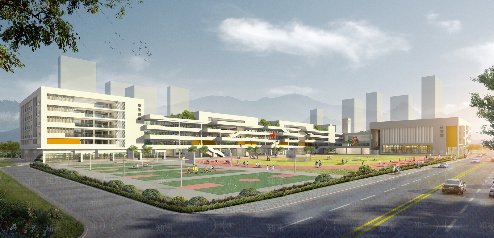 现代学校建筑SU模型下载【ID:1201919604】