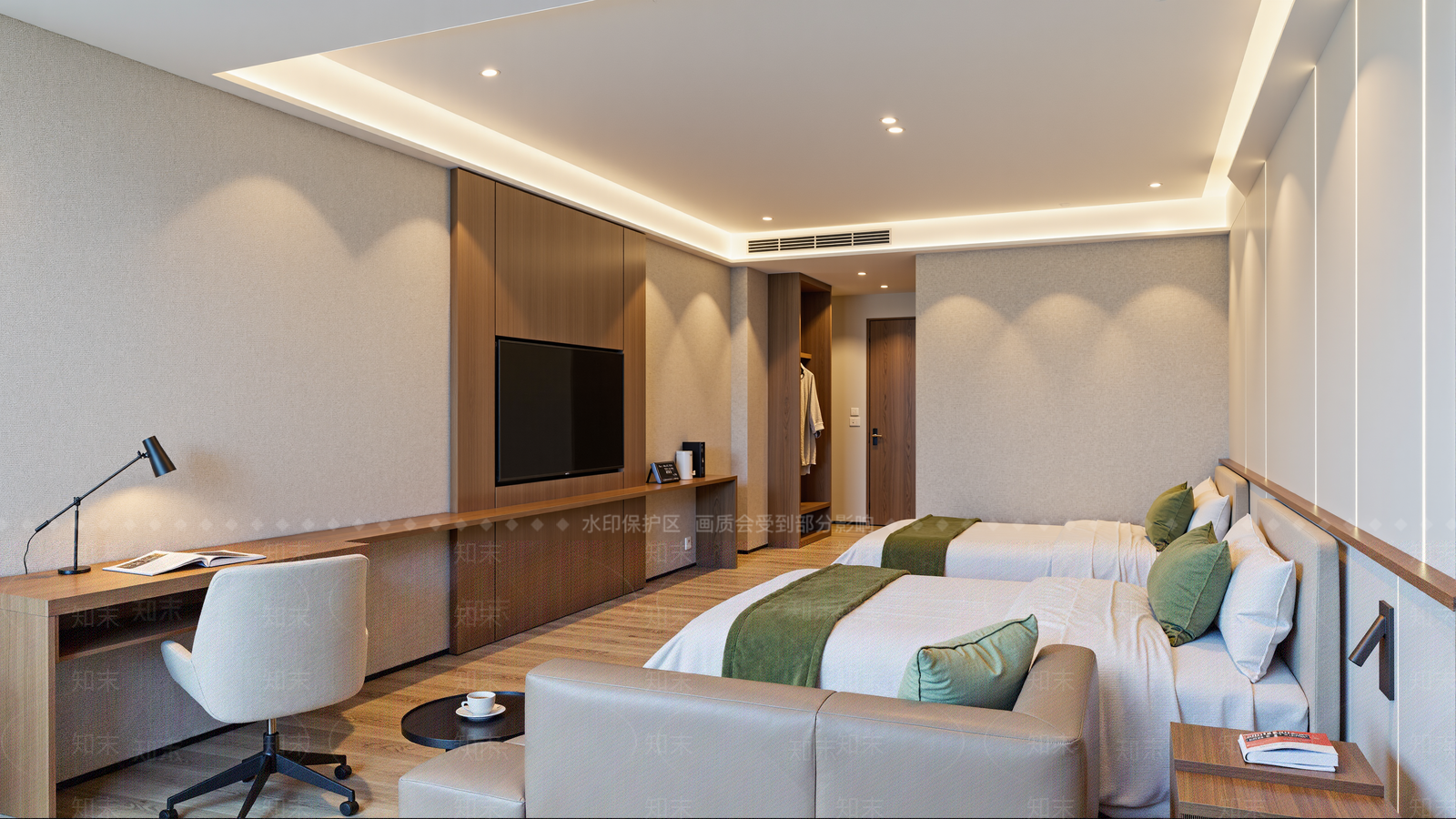 现代酒店客房SU模型下载【ID:1201919601】