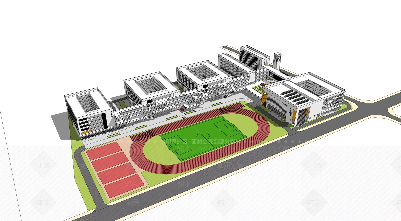 现代学校建筑SU模型下载【ID:1201919604】