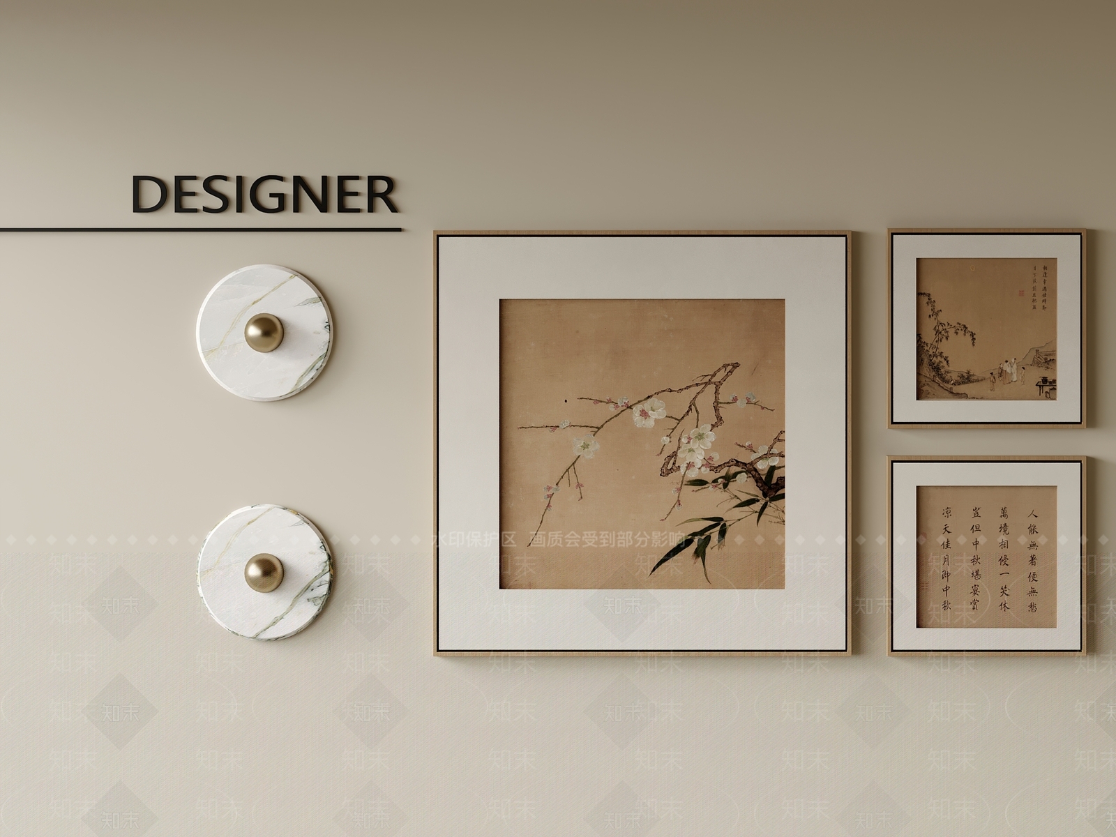 新中式挂画3D模型下载【ID:1201982509】