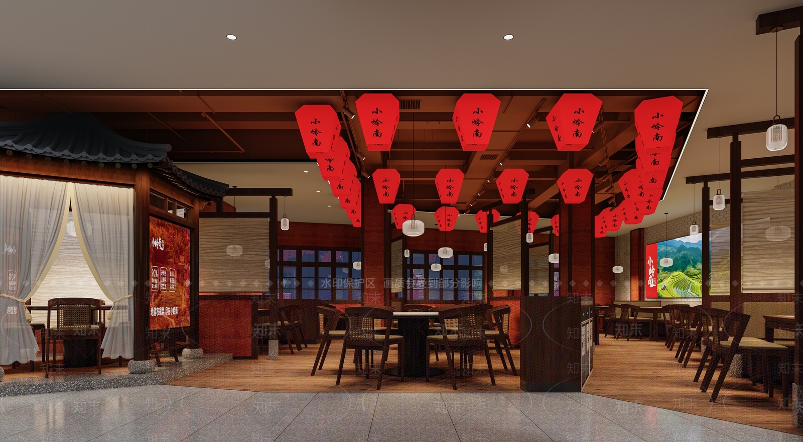 现代新中式中餐厅3D模型下载【ID:1201921293】