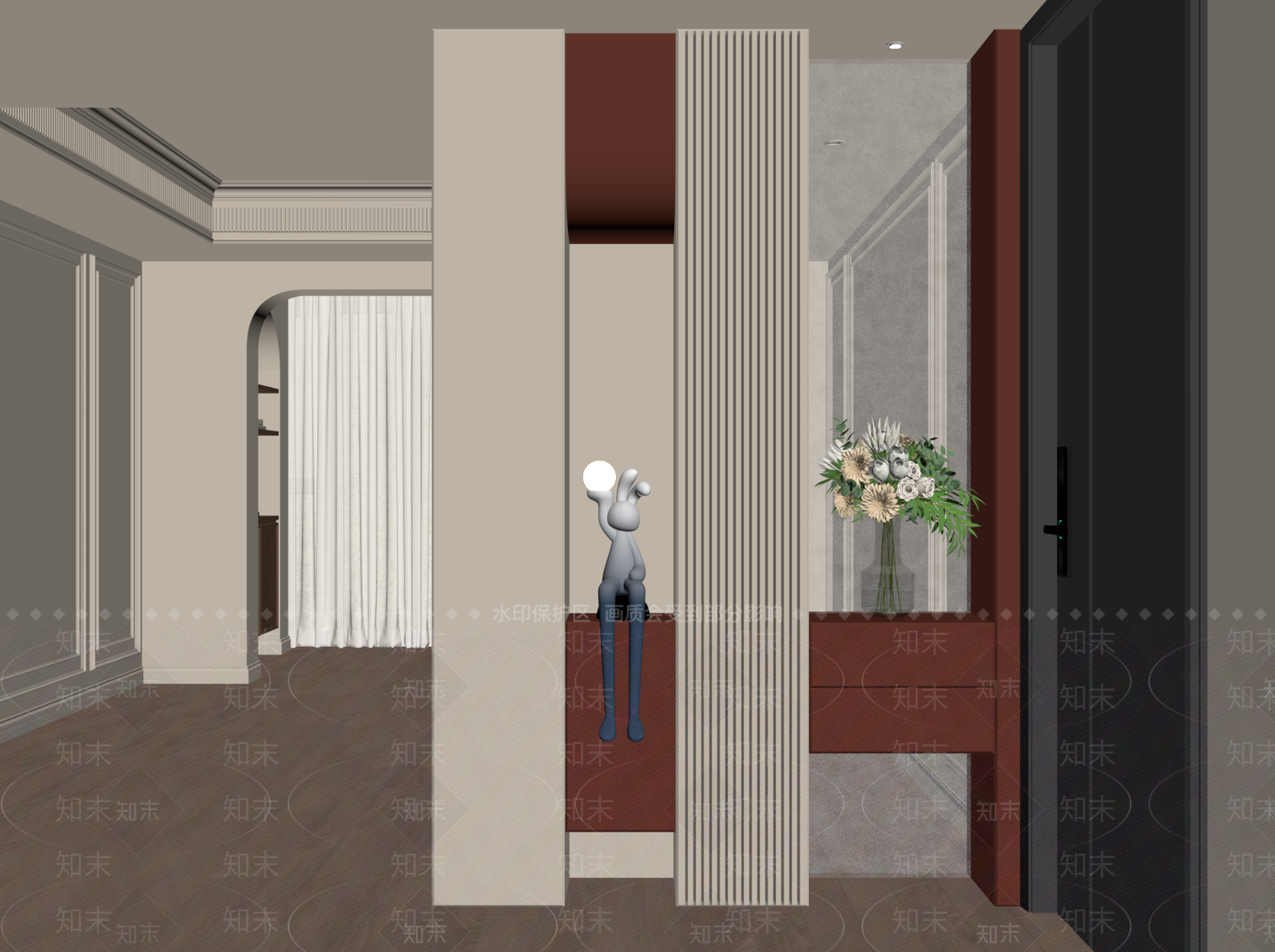 现代奶油玄关SU模型下载【ID:1201921944】