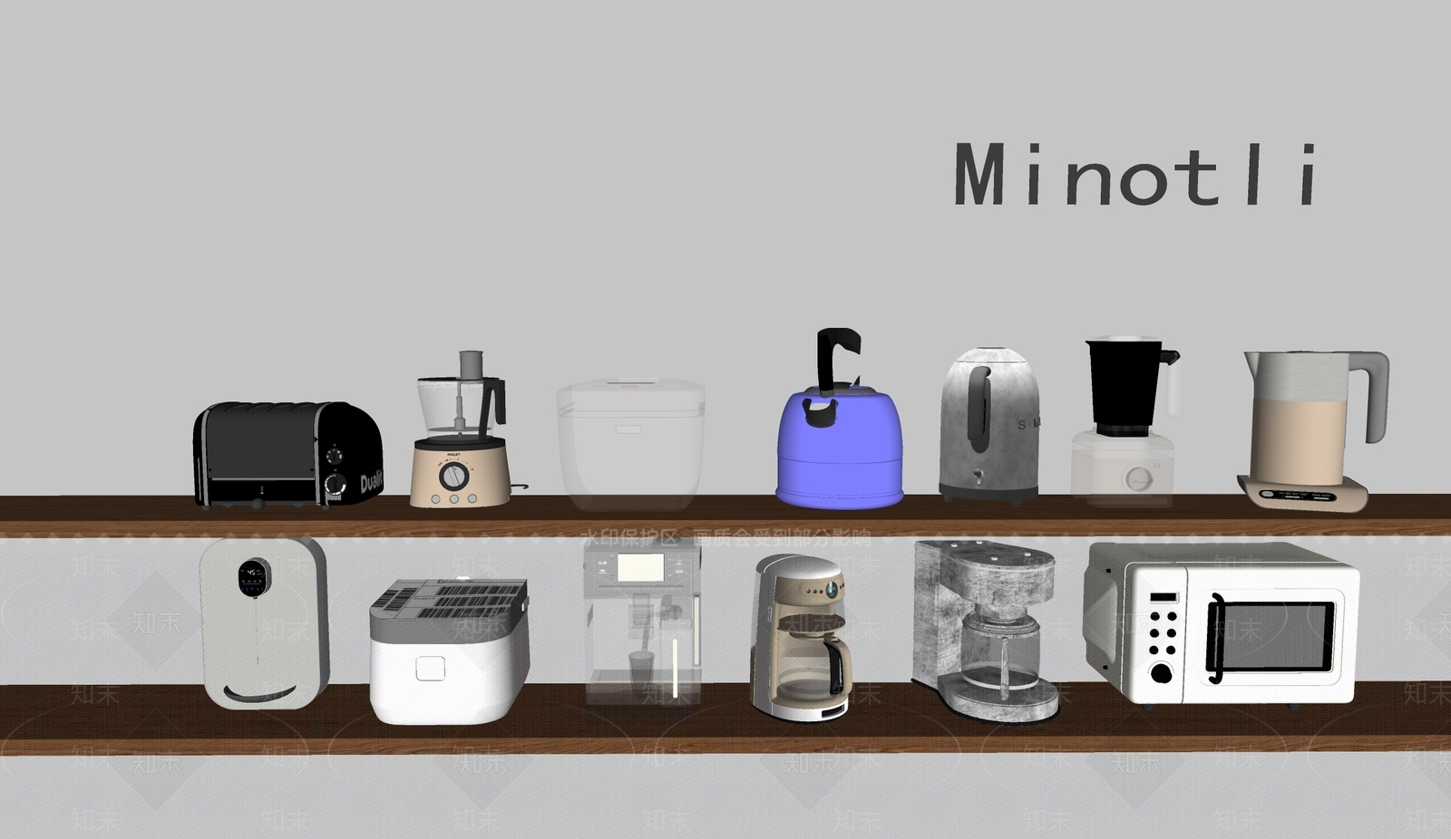 厨房用品组合SU模型下载【ID:1201922290】