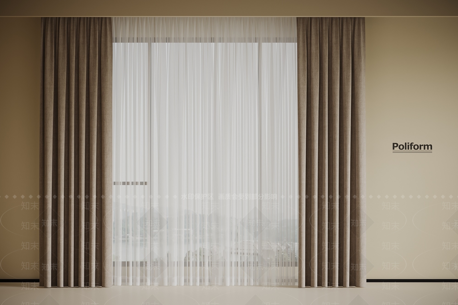 现代通用窗帘3D模型下载【ID:1201922787】