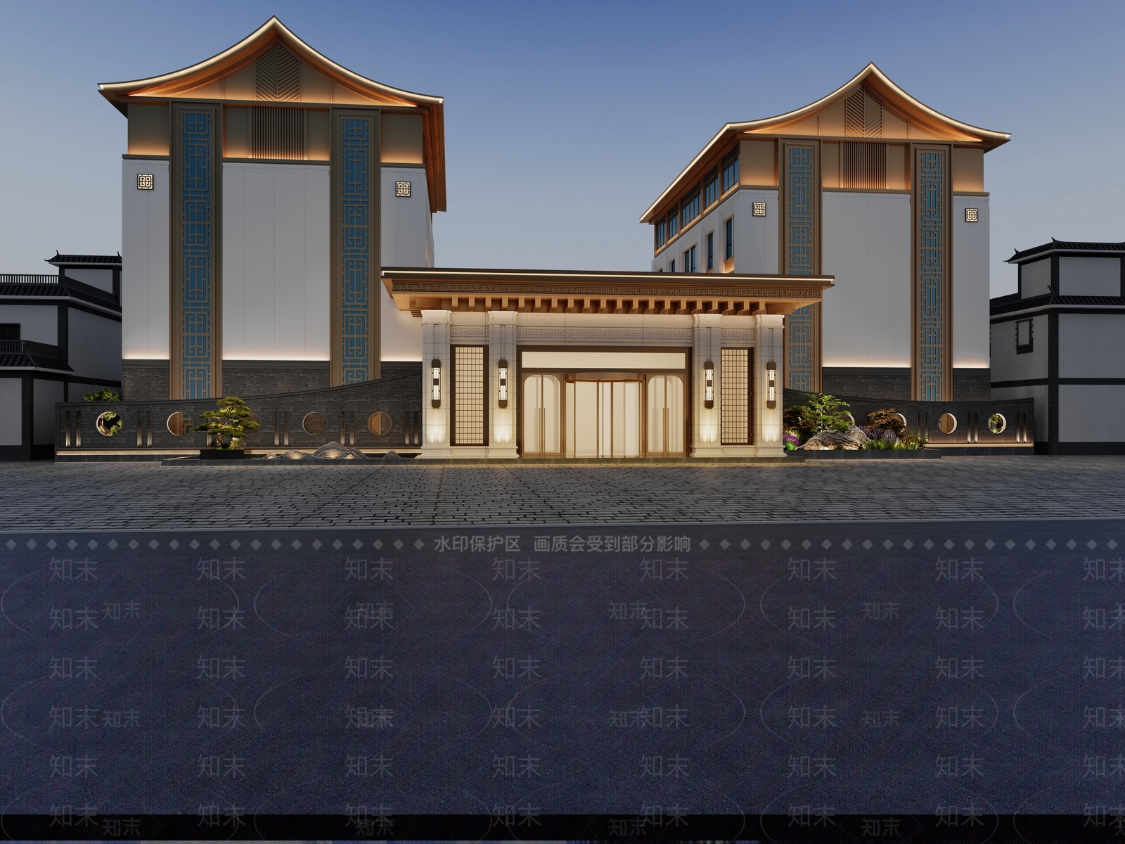 新中式民宿3D模型下载【ID:1201923055】