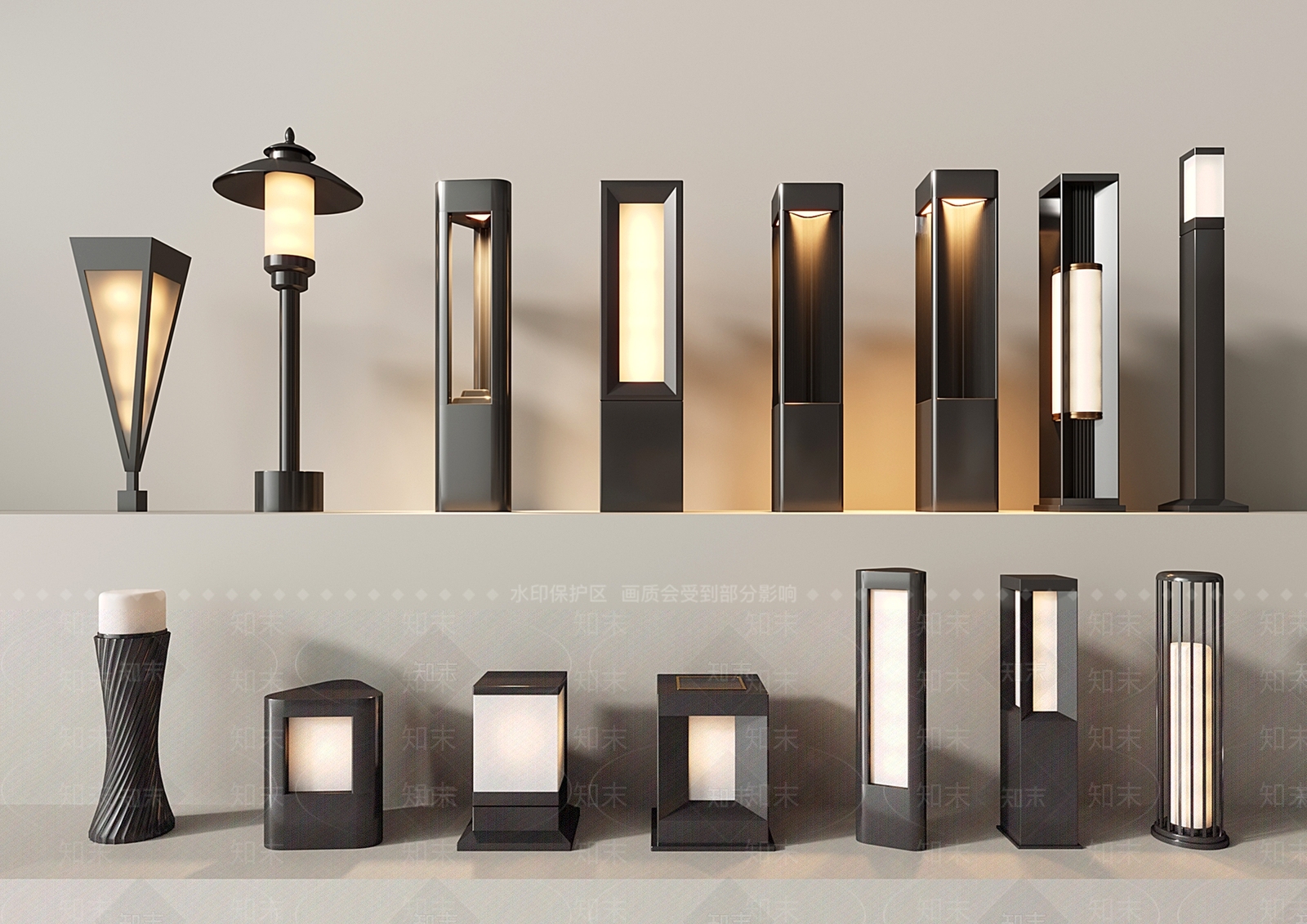 现代草坪灯SU模型下载【ID:1201923029】