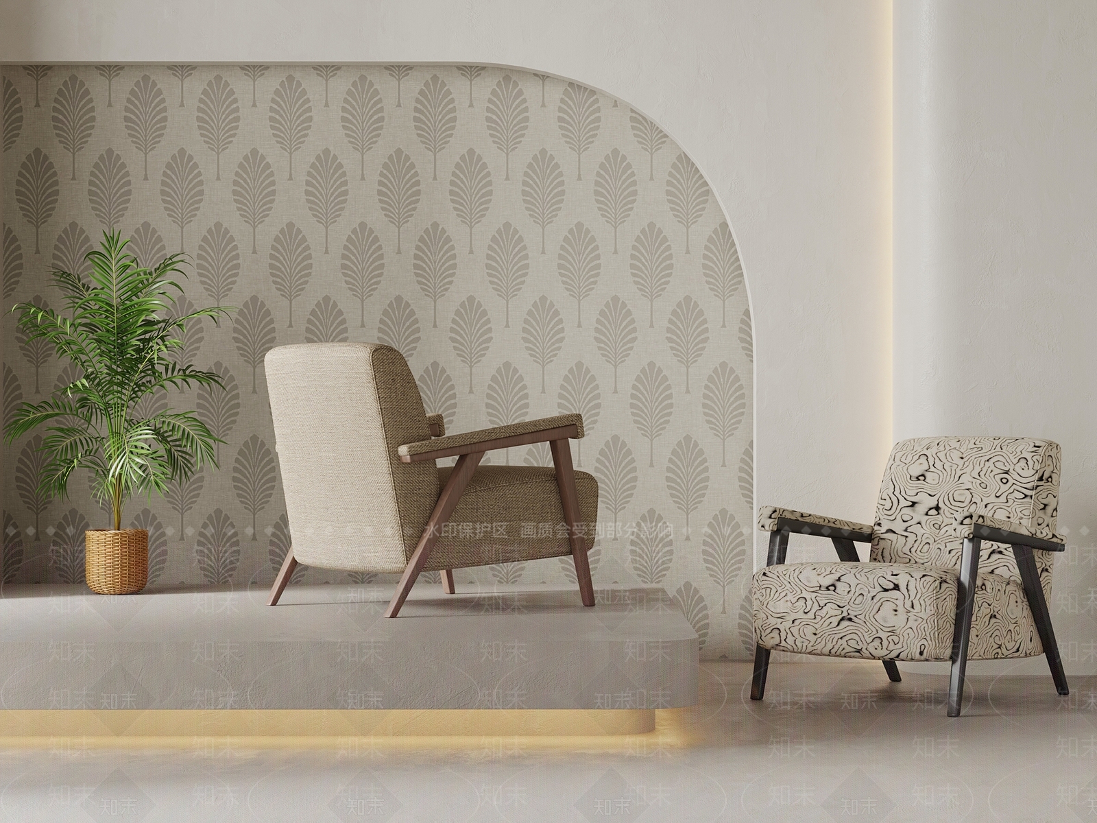 现代中古休闲椅3D模型下载【ID:1201923970】