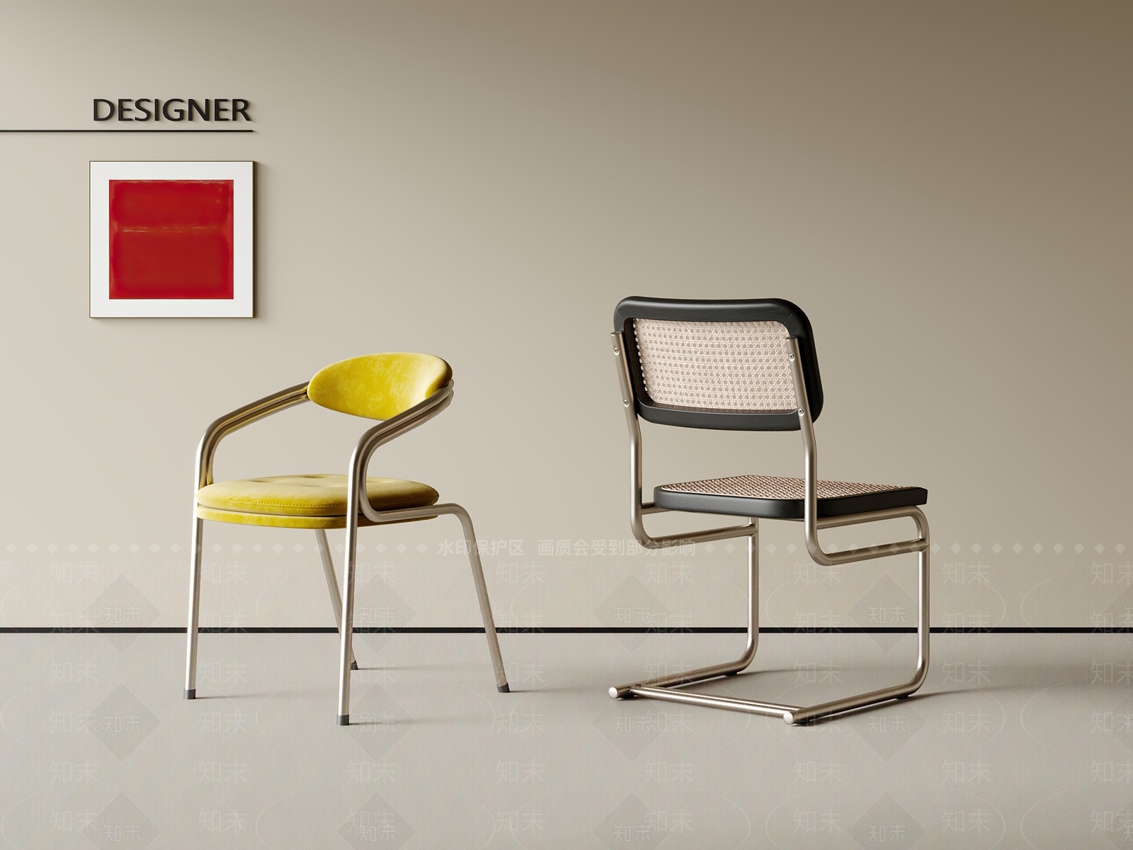 现代餐椅3D模型下载【ID:1201975199】