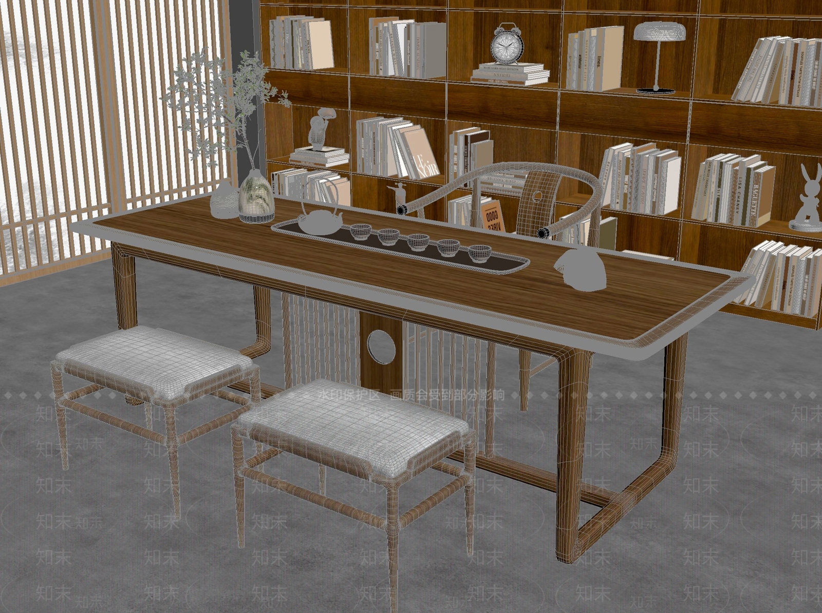 新中式中式茶桌椅3D模型下载【ID:1201925897】