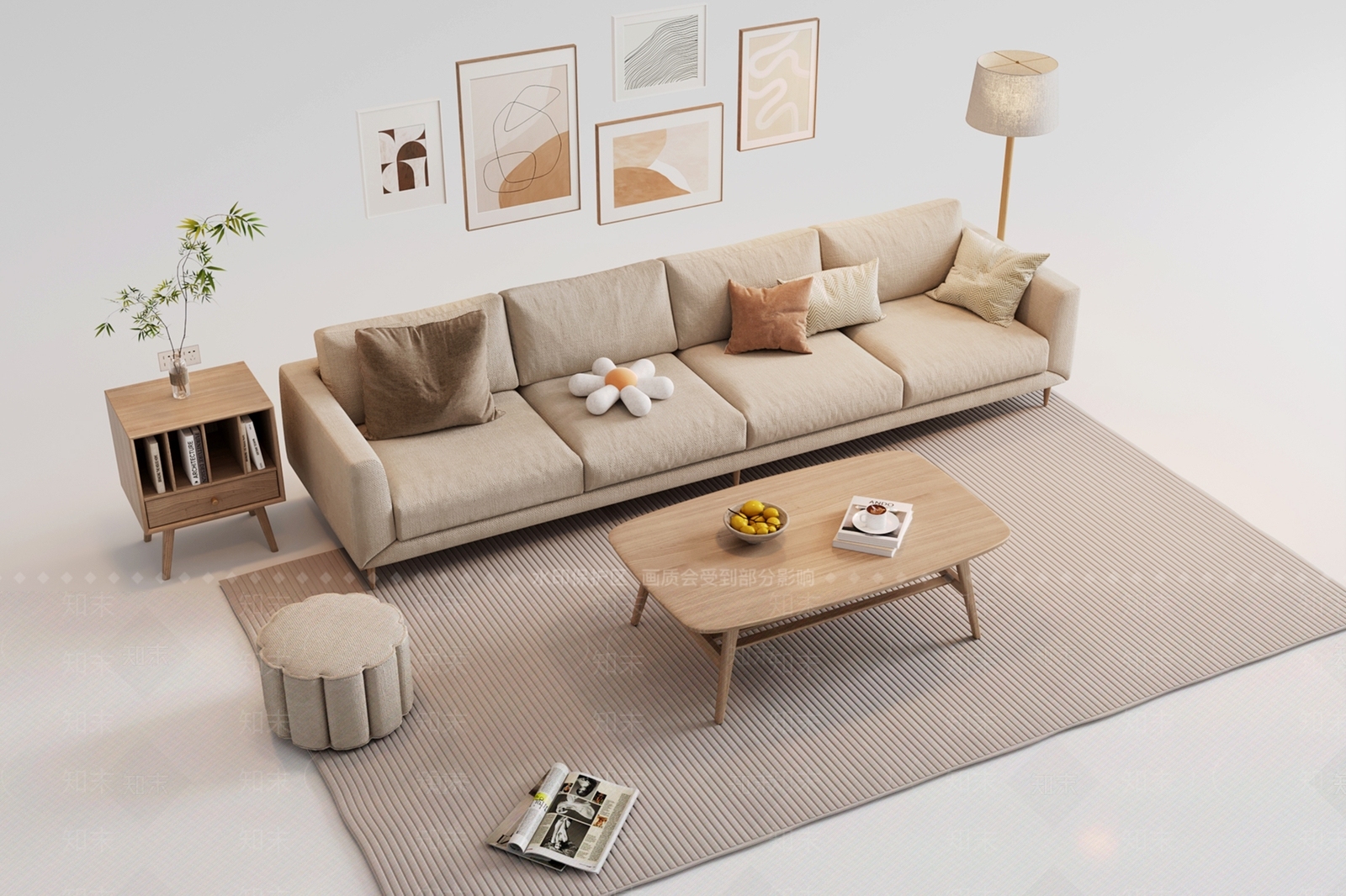 北欧沙发组合3D模型下载【ID:1201925908】