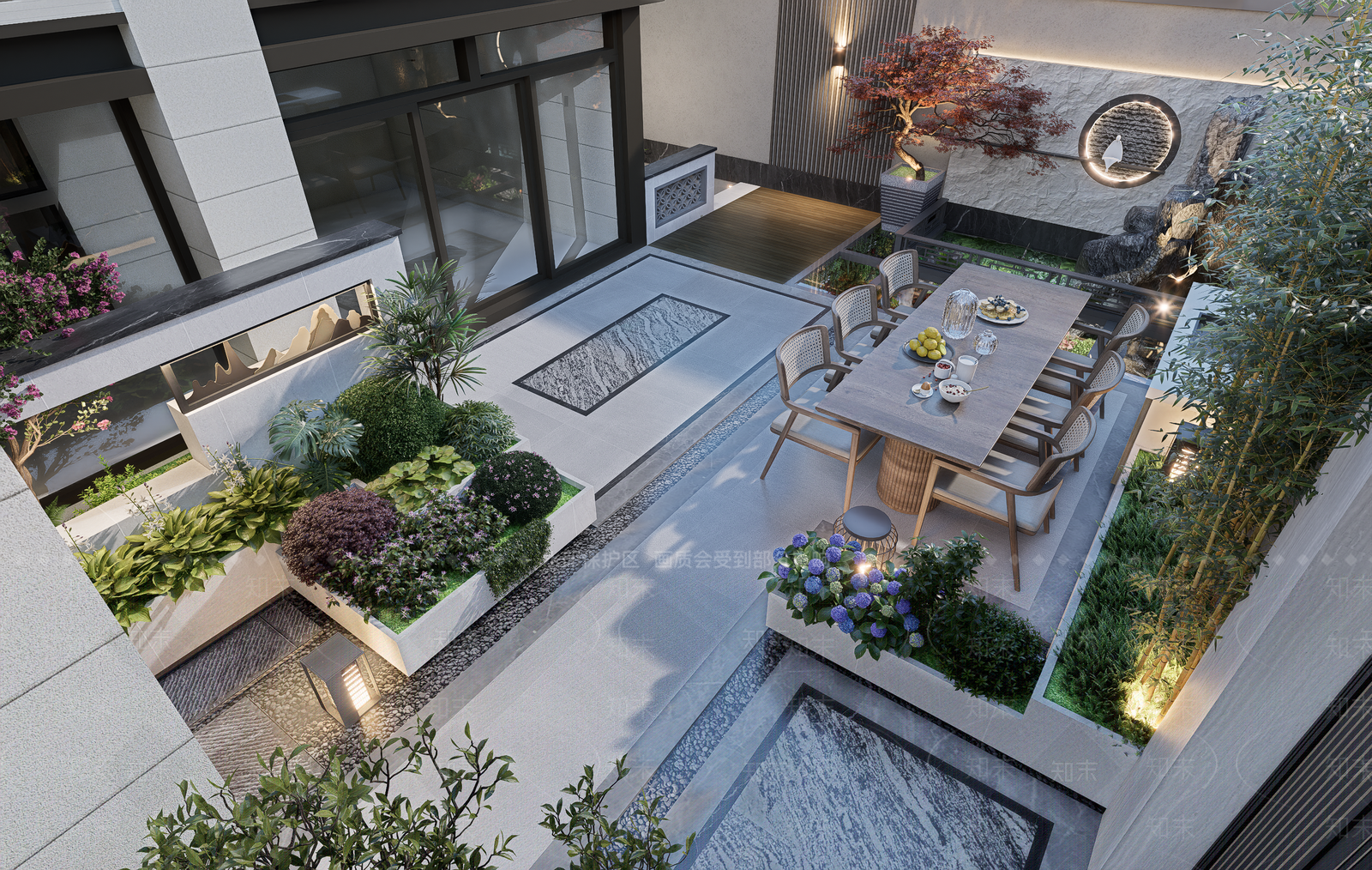 新中式别墅庭院SU模型下载【ID:1201926534】