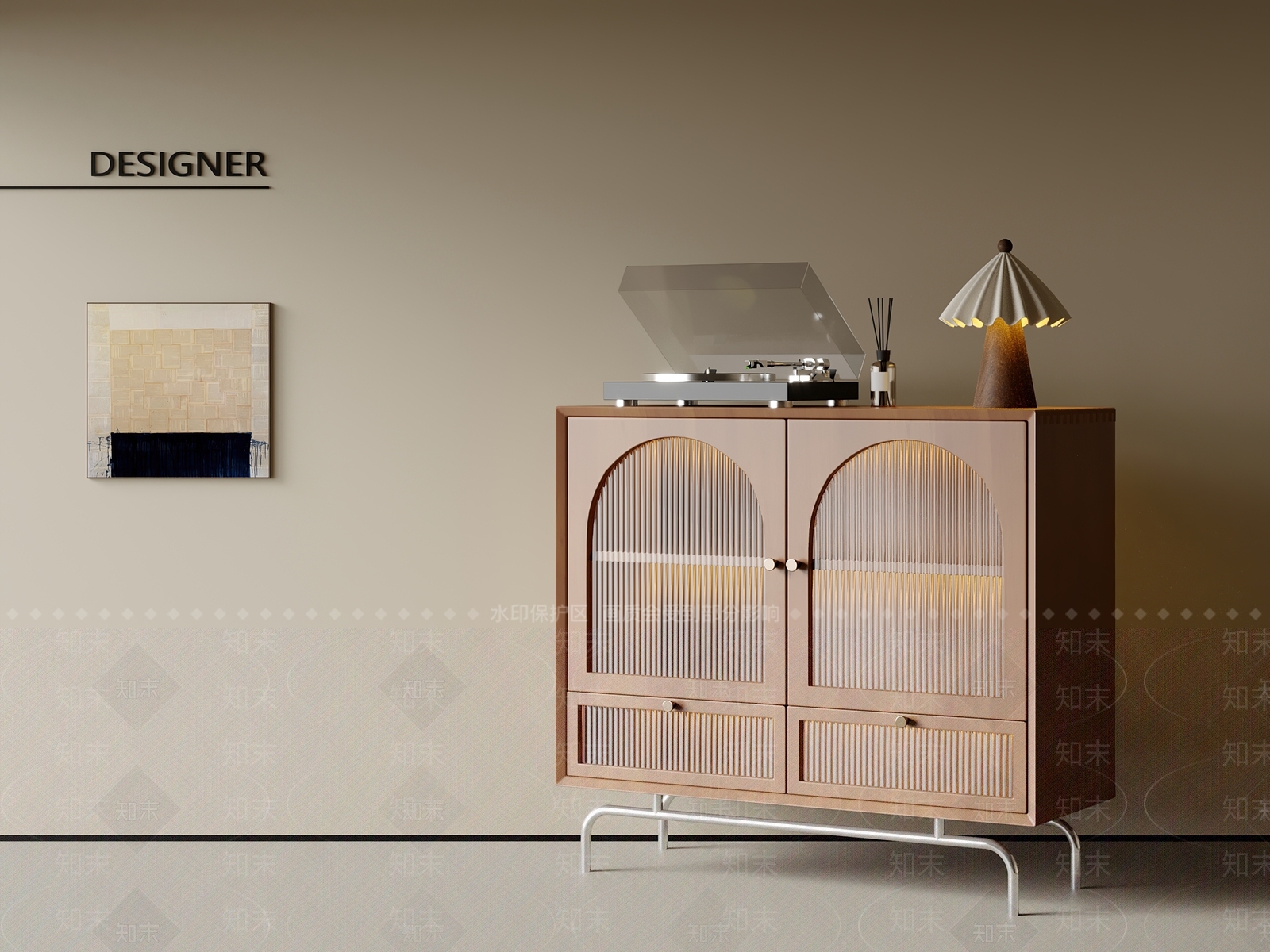 现代中古玄关柜3D模型下载【ID:1201927596】