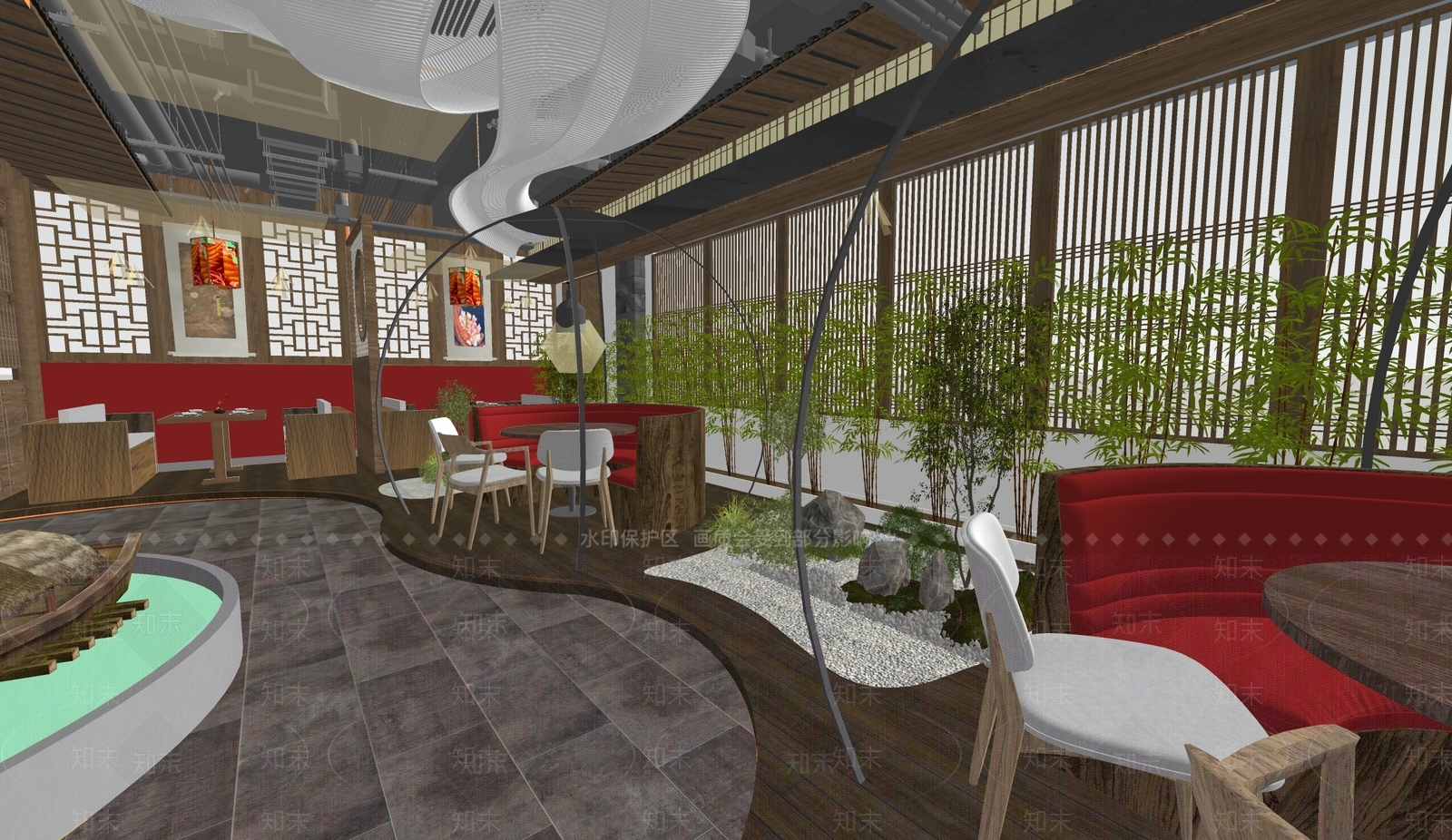 新中式中餐厅SU模型下载【ID:1201930513】