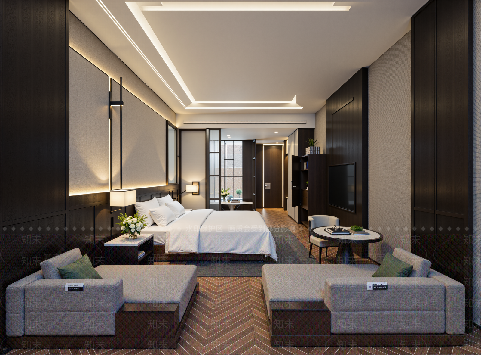 现代酒店客房SU模型下载【ID:1201931185】