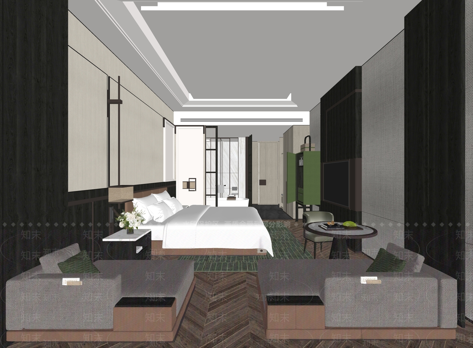 现代酒店客房SU模型下载【ID:1201931185】