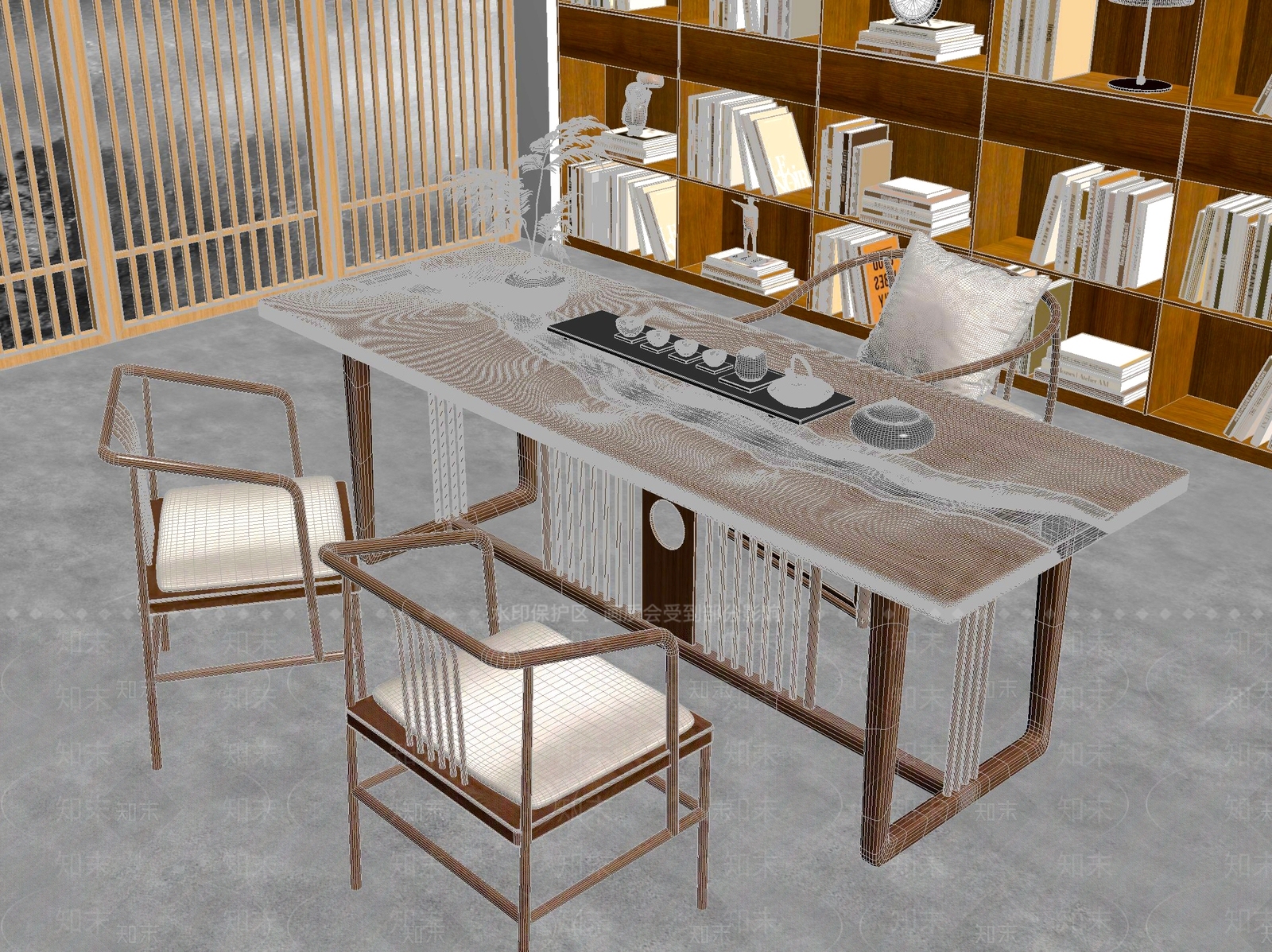 新中式中式茶桌椅3D模型下载【ID:1201931381】
