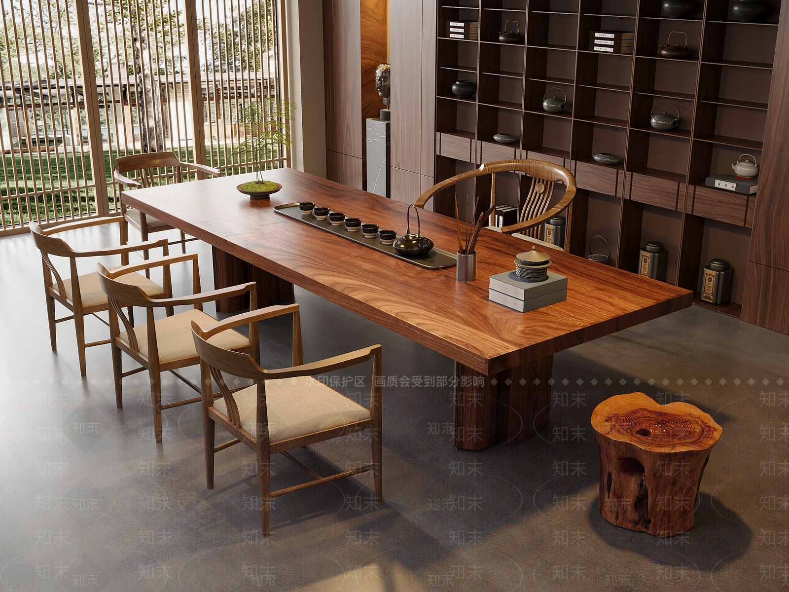 新中式中式茶桌椅3D模型下载【ID:1201931739】