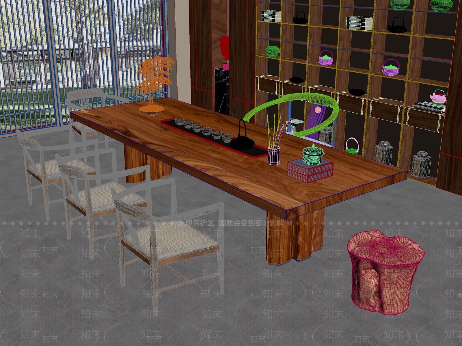 新中式中式茶桌椅3D模型下载【ID:1201931739】