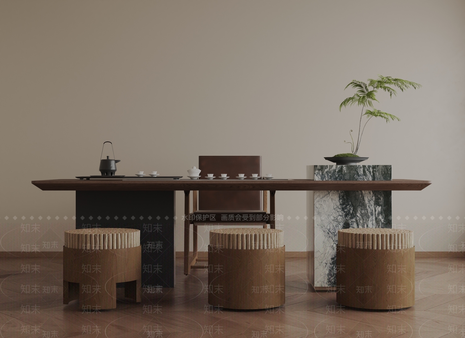 现代茶室3D模型下载【ID:1201932400】