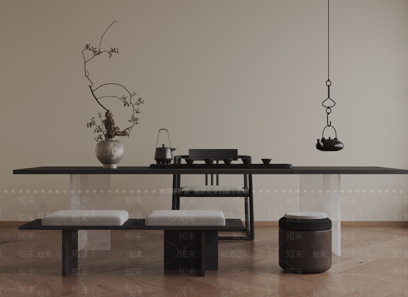 现代茶室3D模型下载【ID:1201932446】