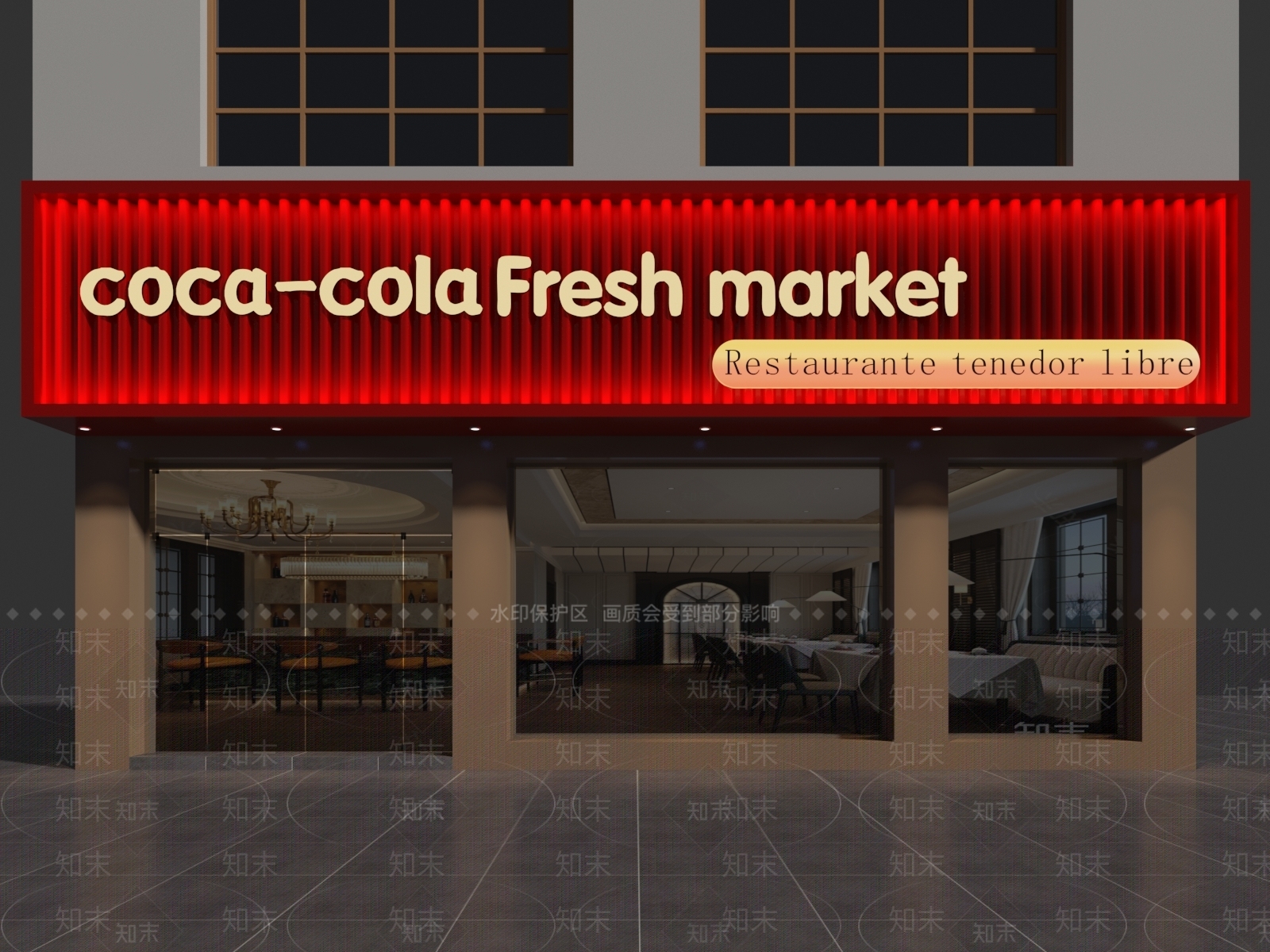 美式法式西餐厅3D模型下载【ID:1201932488】