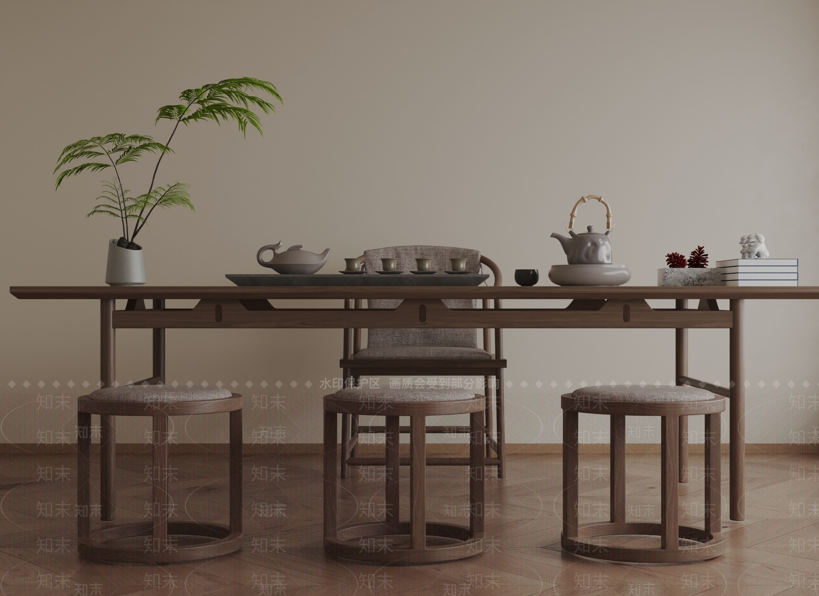 现代茶室3D模型下载【ID:1201932590】