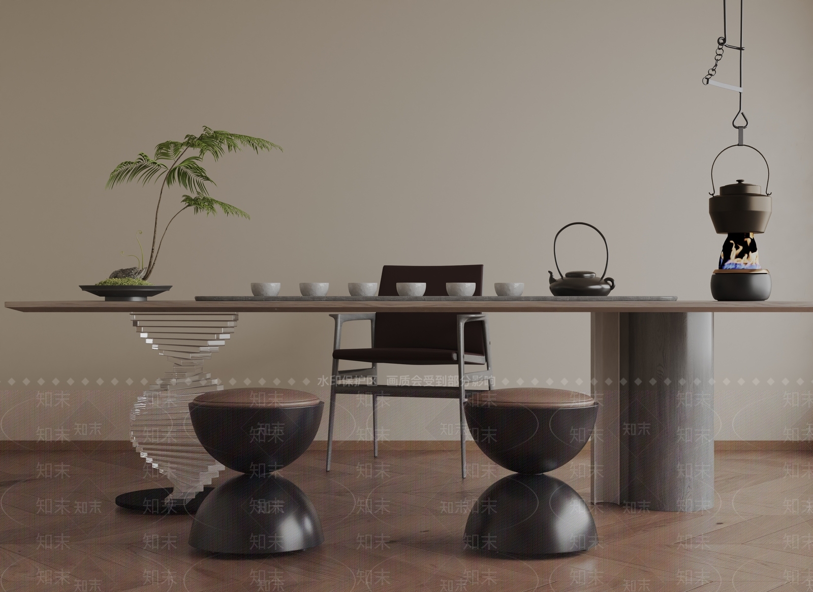现代茶室3D模型下载【ID:1201932872】