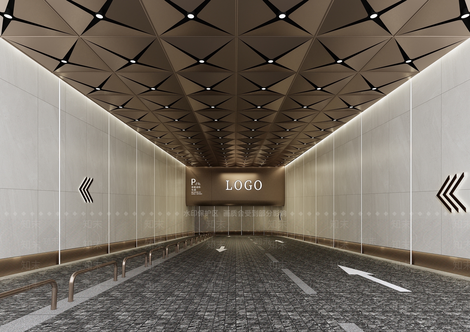 轻奢地下车库SU模型下载【ID:1201932952】