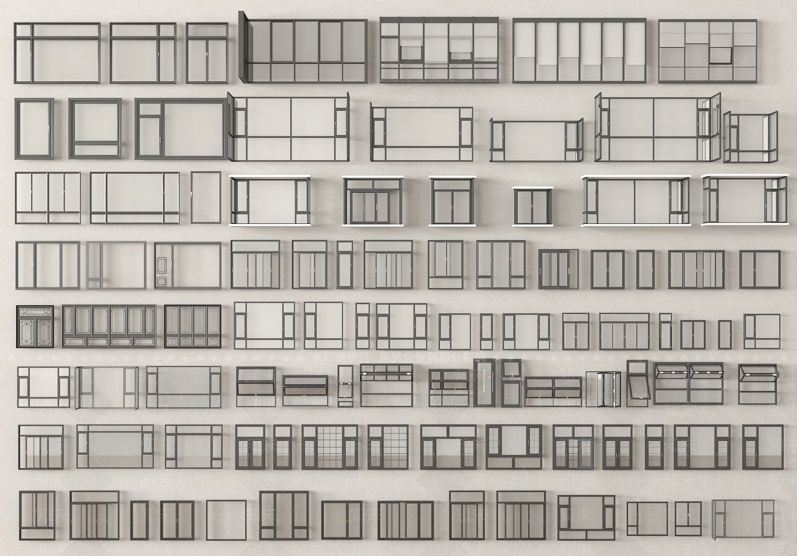 现代平开窗SU模型下载【ID:1201933207】
