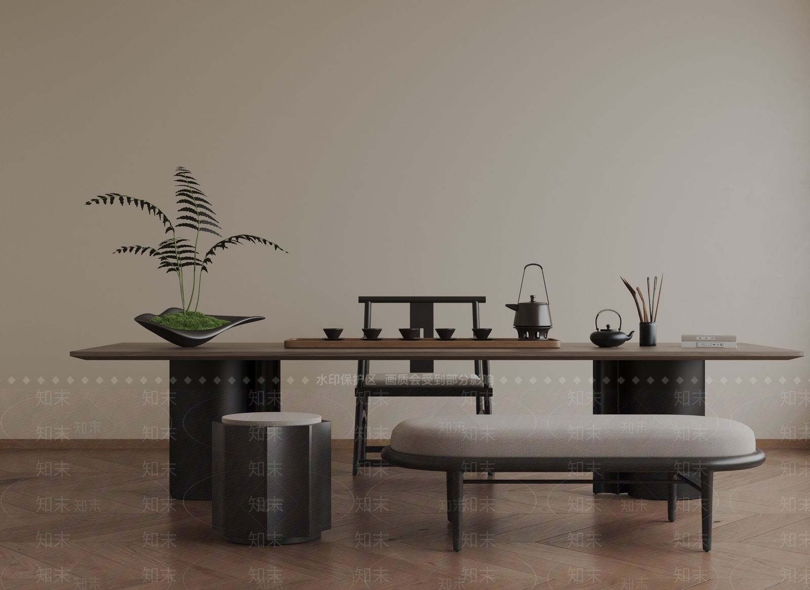 现代茶室3D模型下载【ID:1201935200】