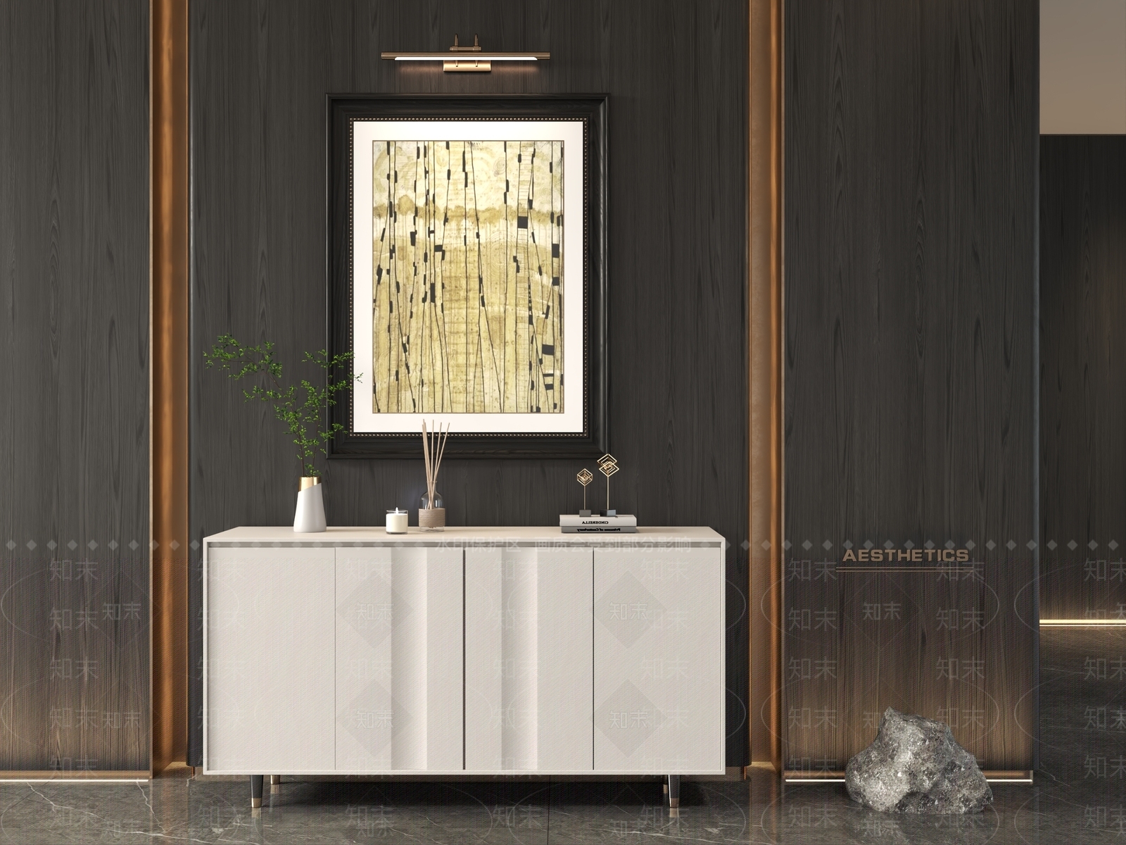 现代新中式玄关柜3D模型下载【ID:1201935304】