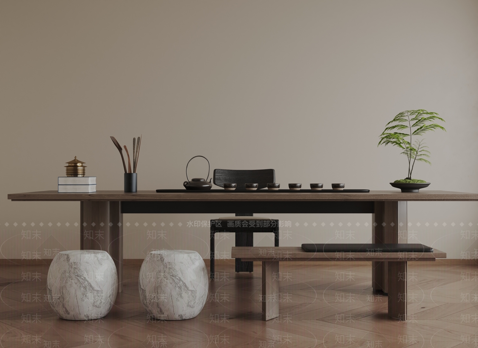 现代茶室3D模型下载【ID:1201935476】