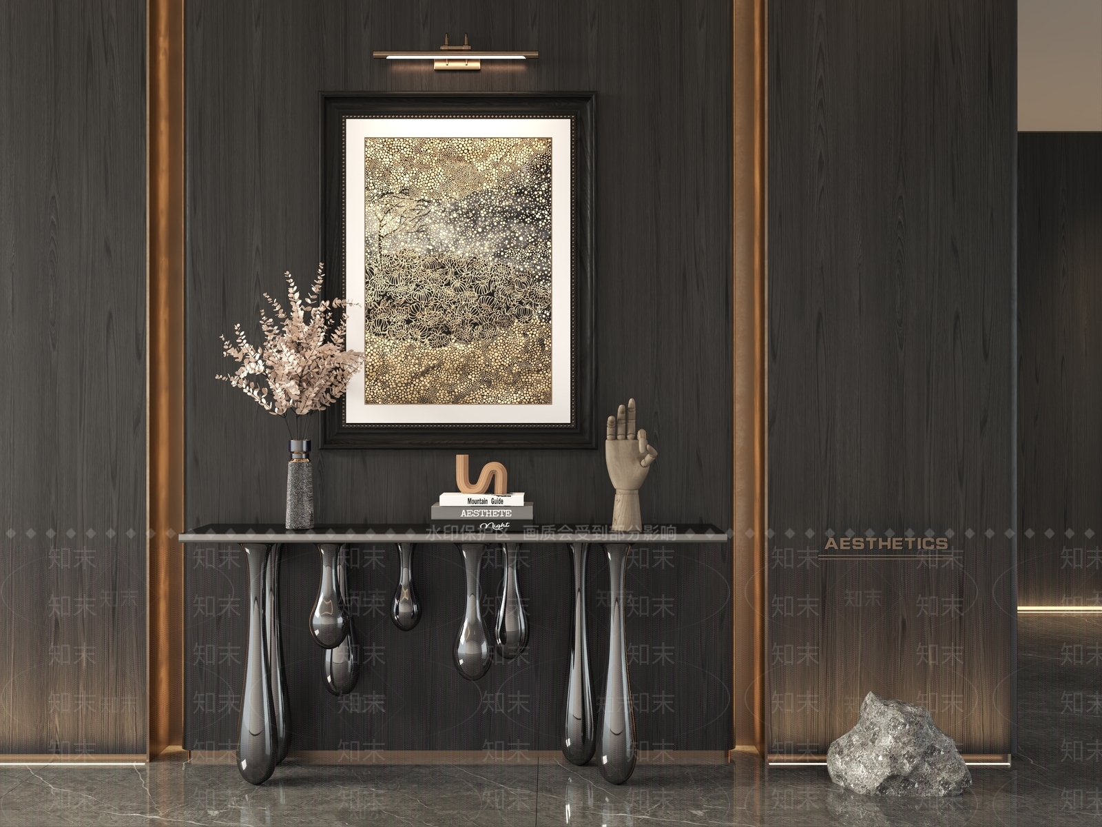 现代新中式玄关柜3D模型下载【ID:1201935405】