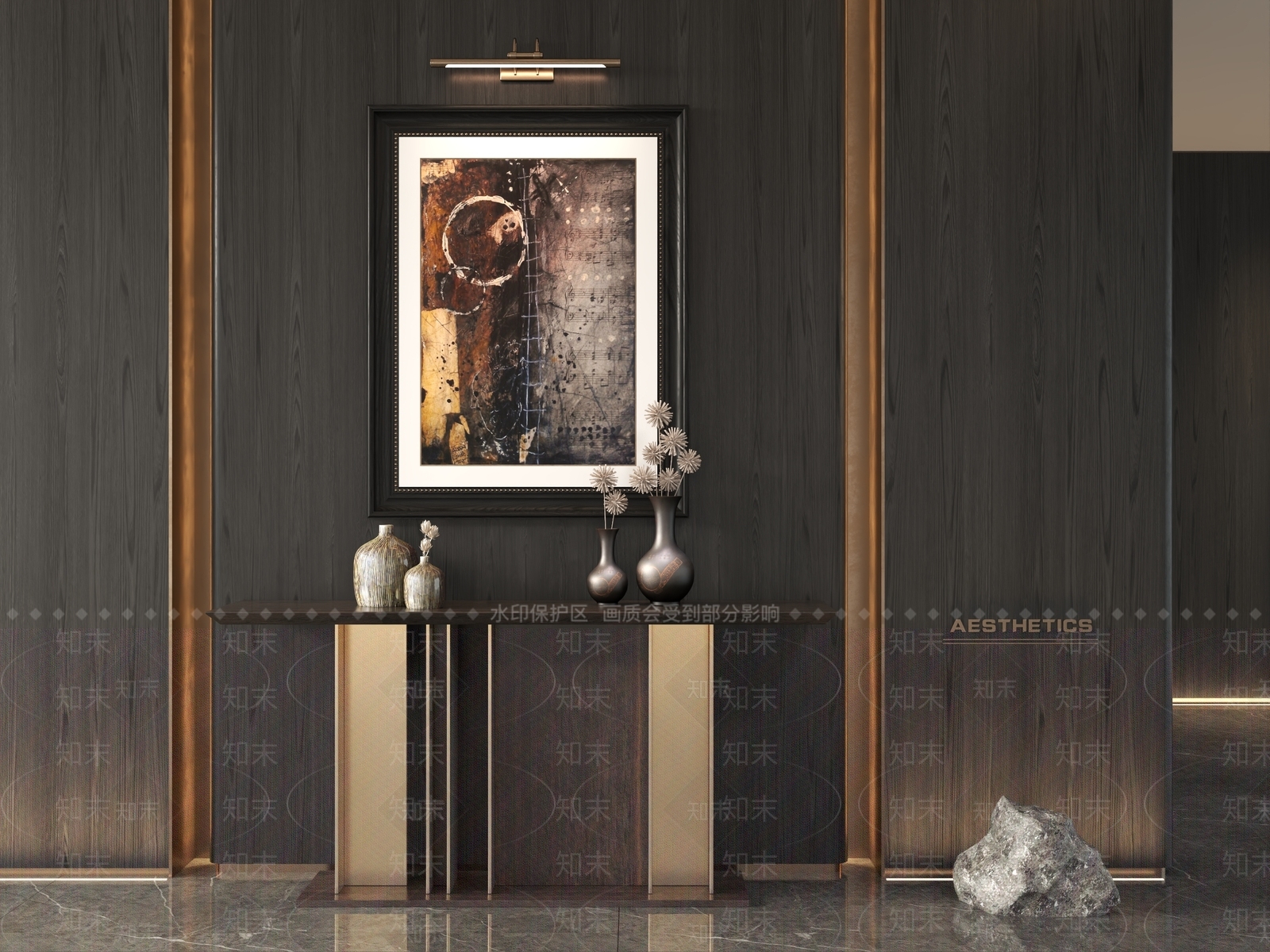 现代新中式玄关柜3D模型下载【ID:1201935580】