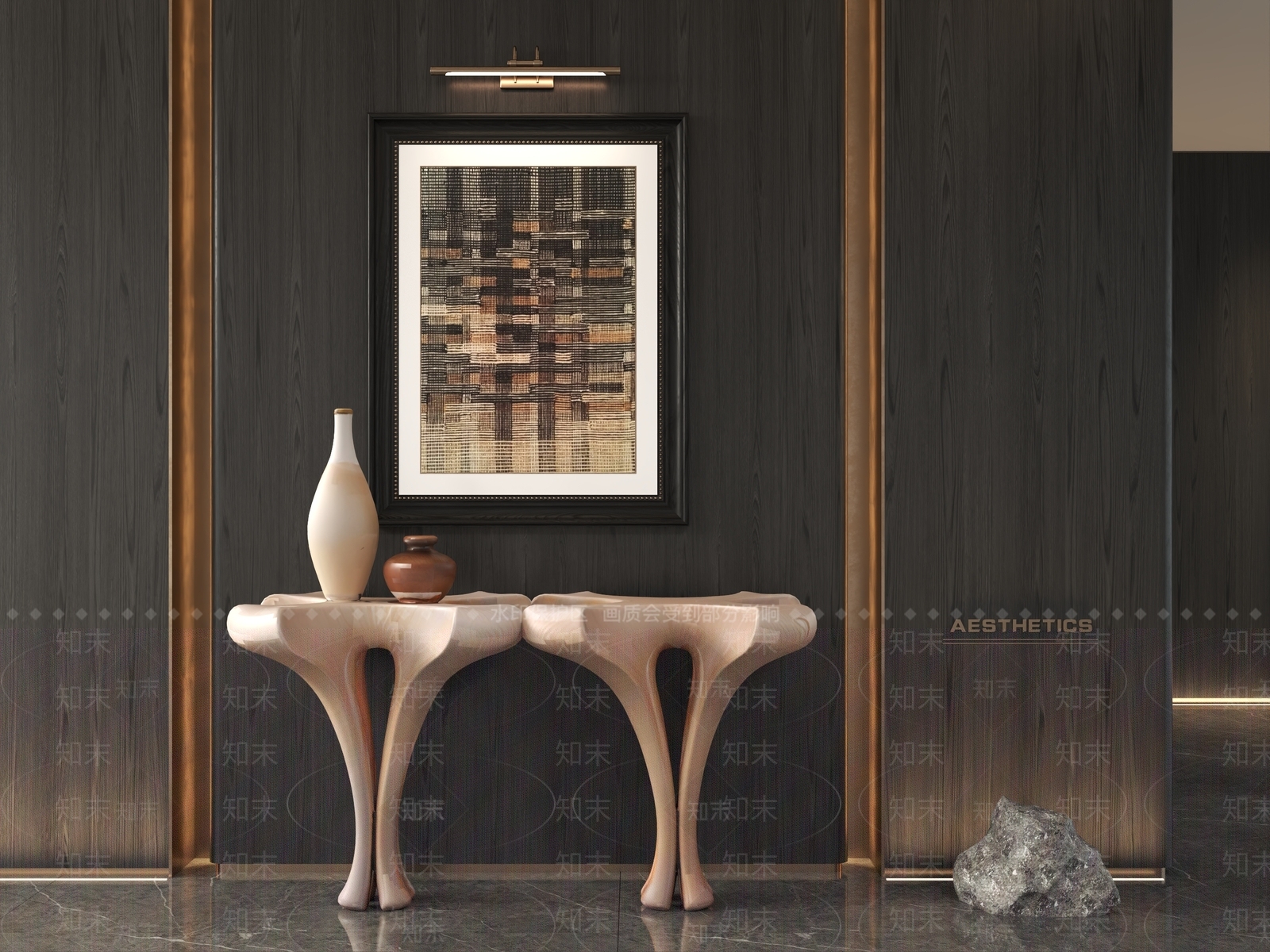 现代新中式玄关柜3D模型下载【ID:1201935534】