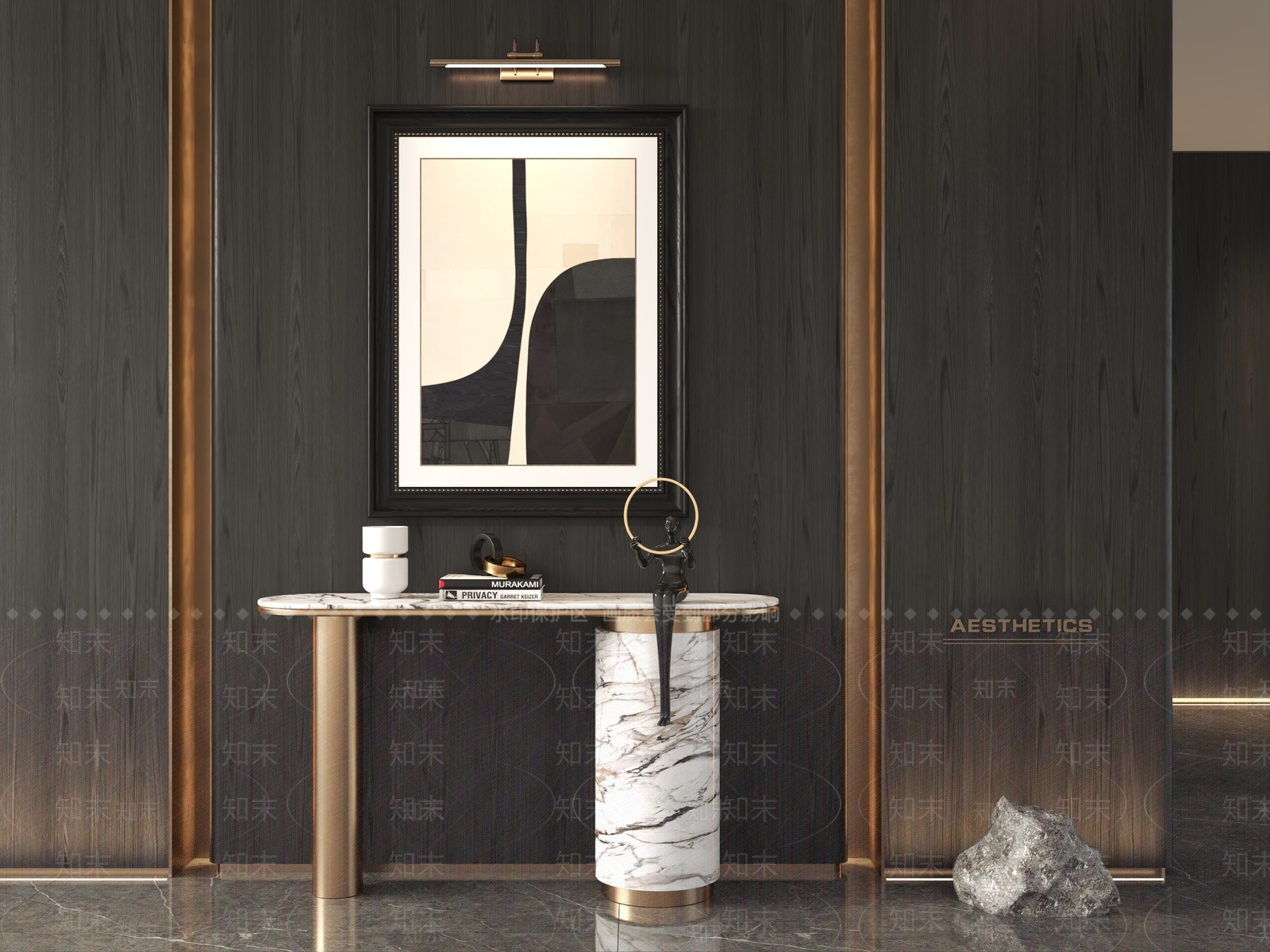 现代新中式玄关柜3D模型下载【ID:1201935613】