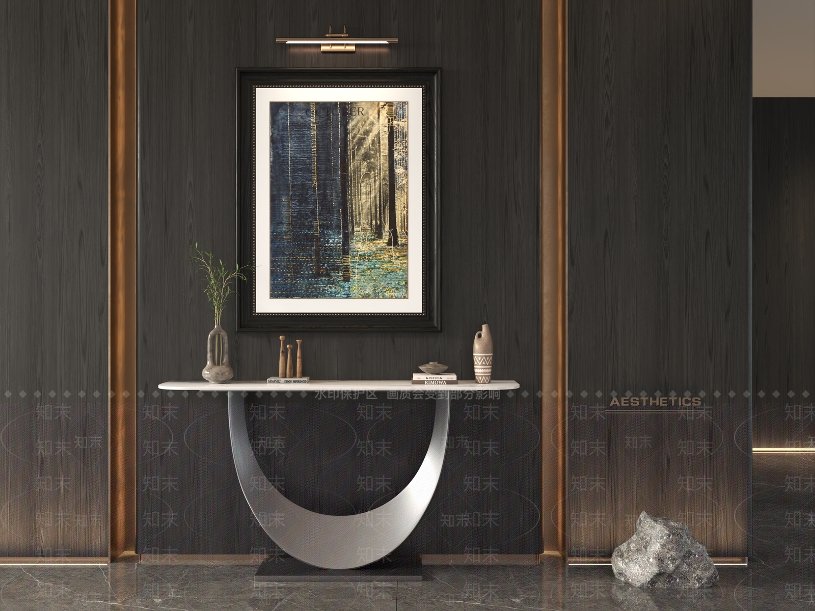 现代新中式玄关柜3D模型下载【ID:1201935638】