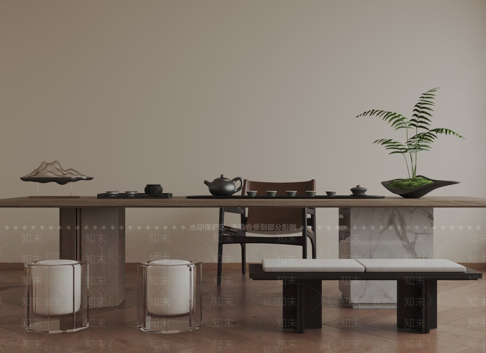 现代茶室3D模型下载【ID:1201935859】