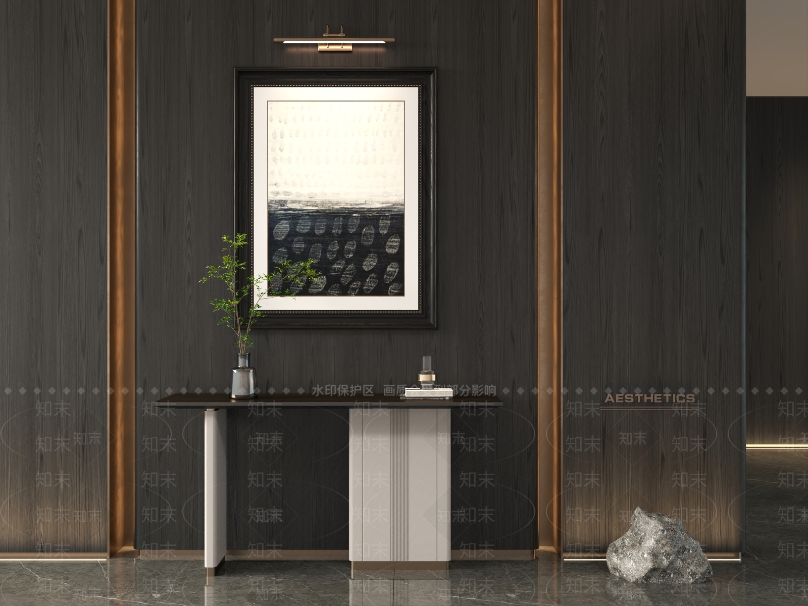 现代新中式玄关柜3D模型下载【ID:1201935838】