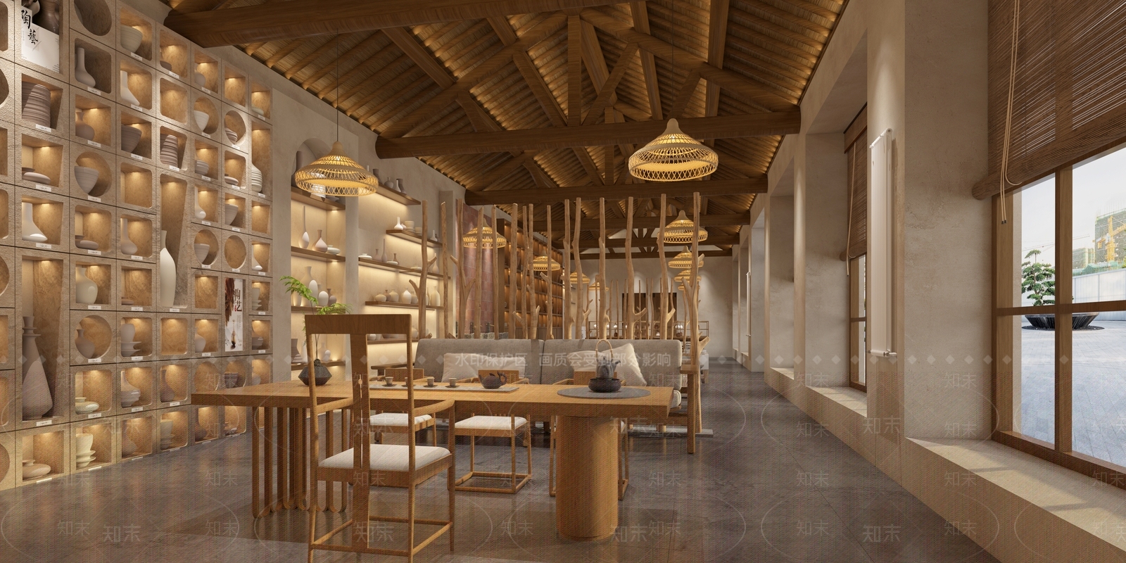侘寂原木其他商业空间3D模型下载【ID:1201943681】