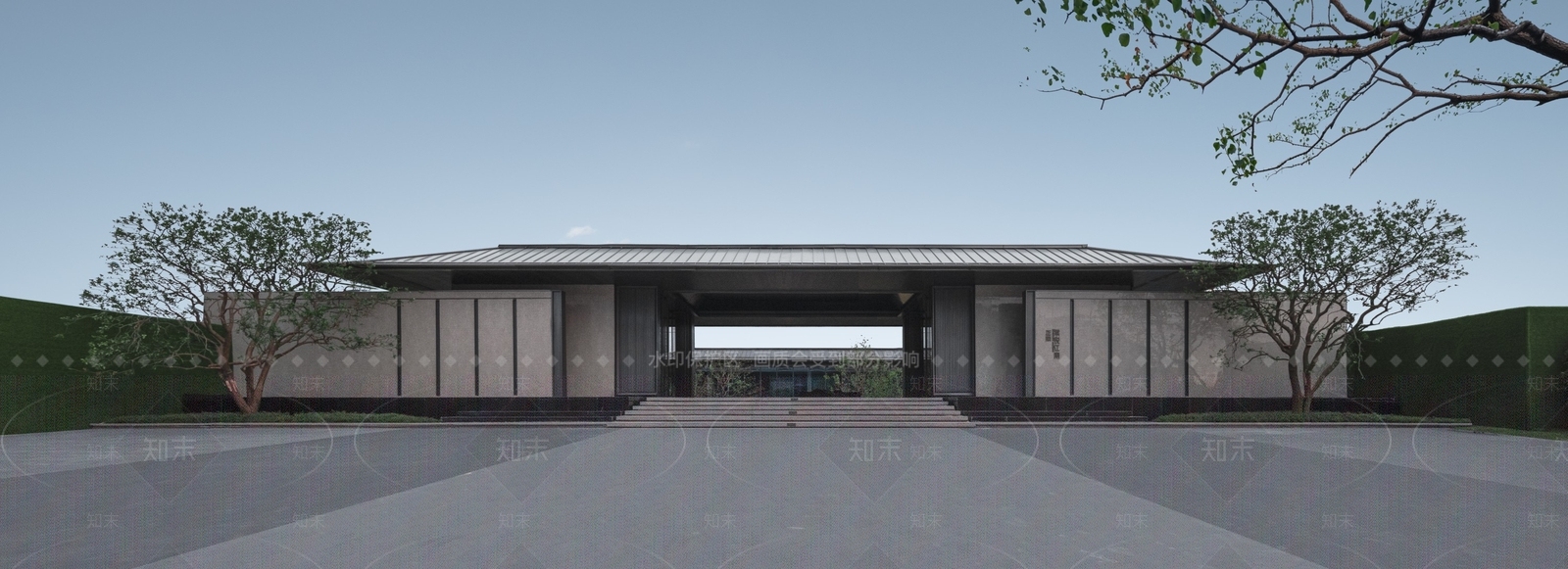 现代新中式售楼处建筑SU模型下载【ID:1201936141】