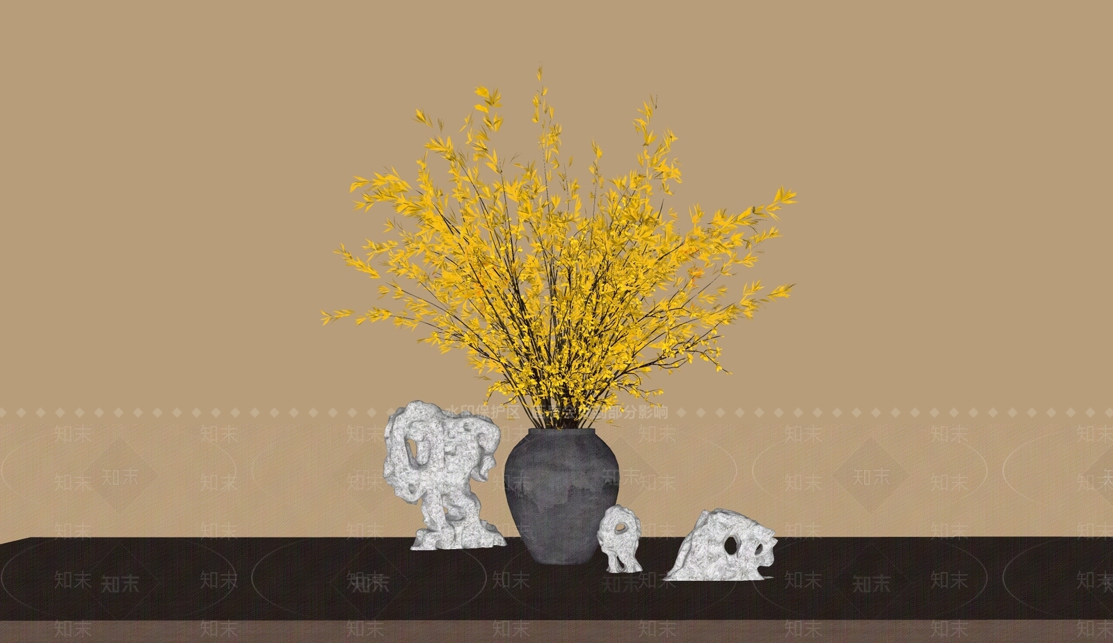 新中式中式花艺SU模型下载【ID:1201936081】